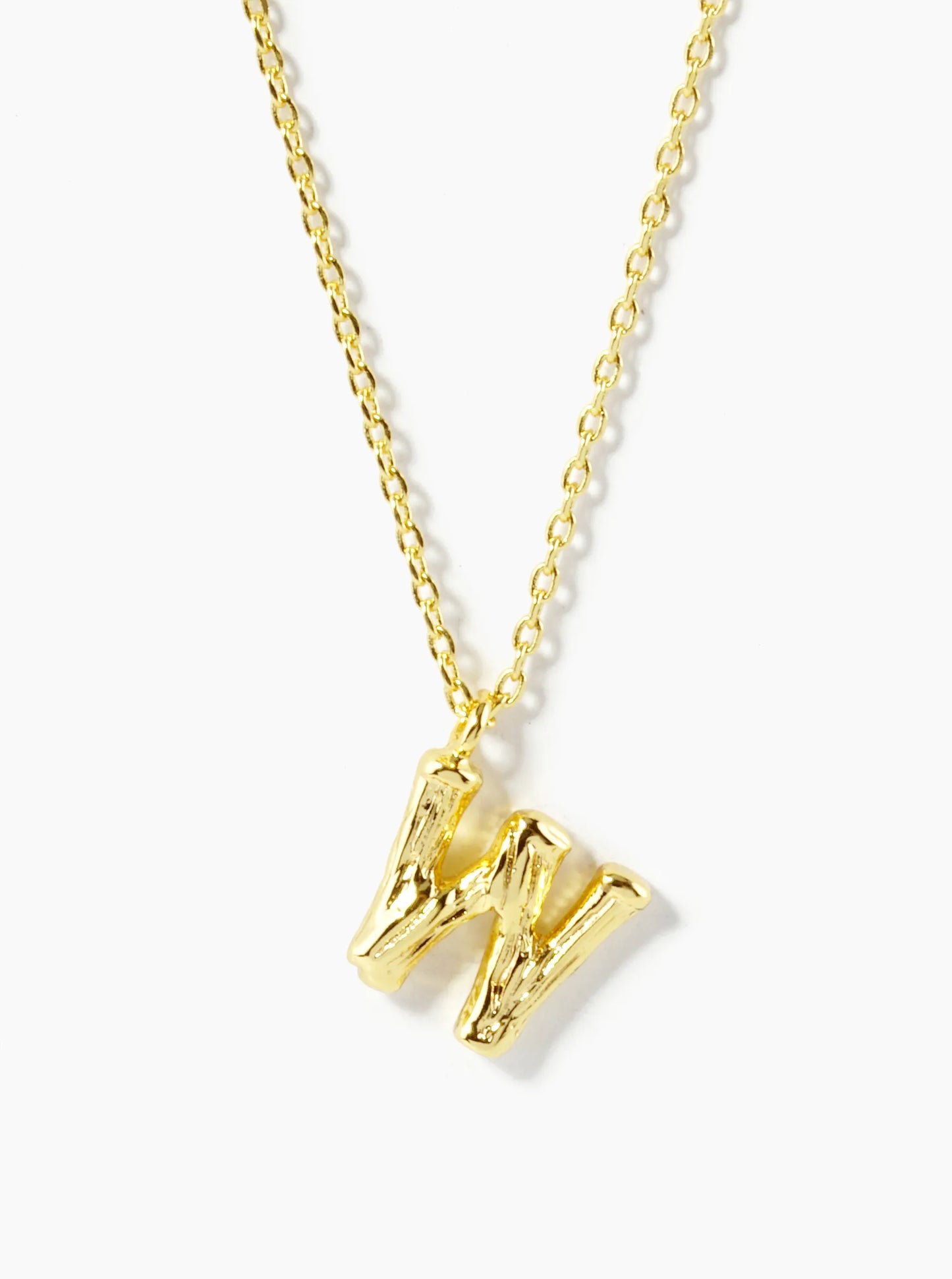 18K Gold Dipped 9mm Bamboo Initial Pendant Necklace