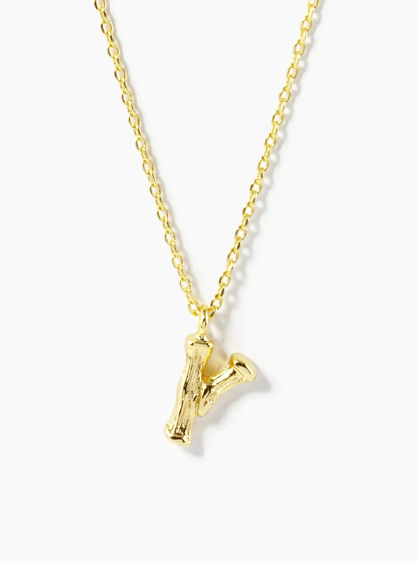 18K Gold Dipped 9mm Bamboo Initial Pendant Necklace