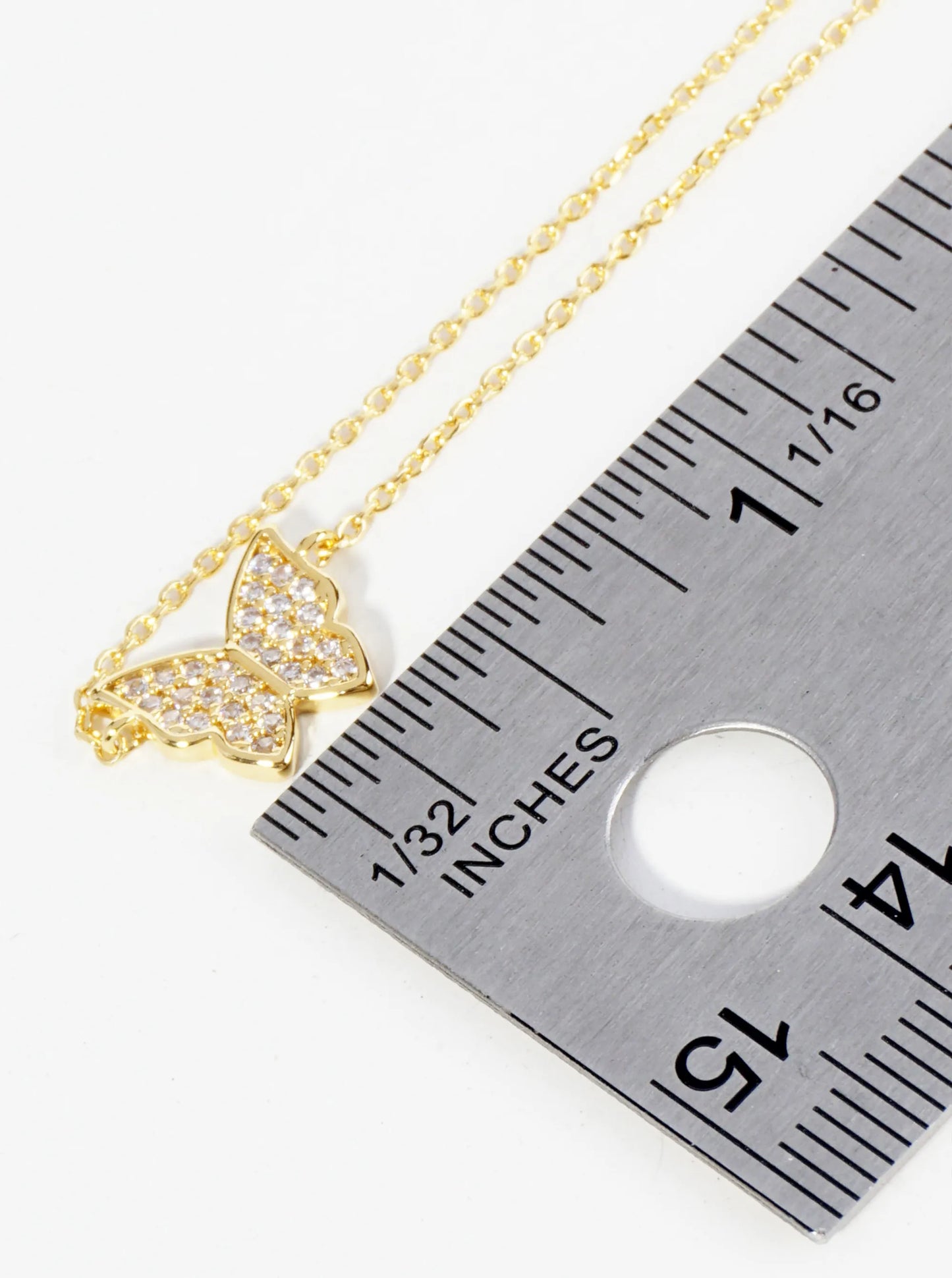 18K Gold Dipped 9mm Cubic Zirconia Pave Butterfly Brass Chain Anklet