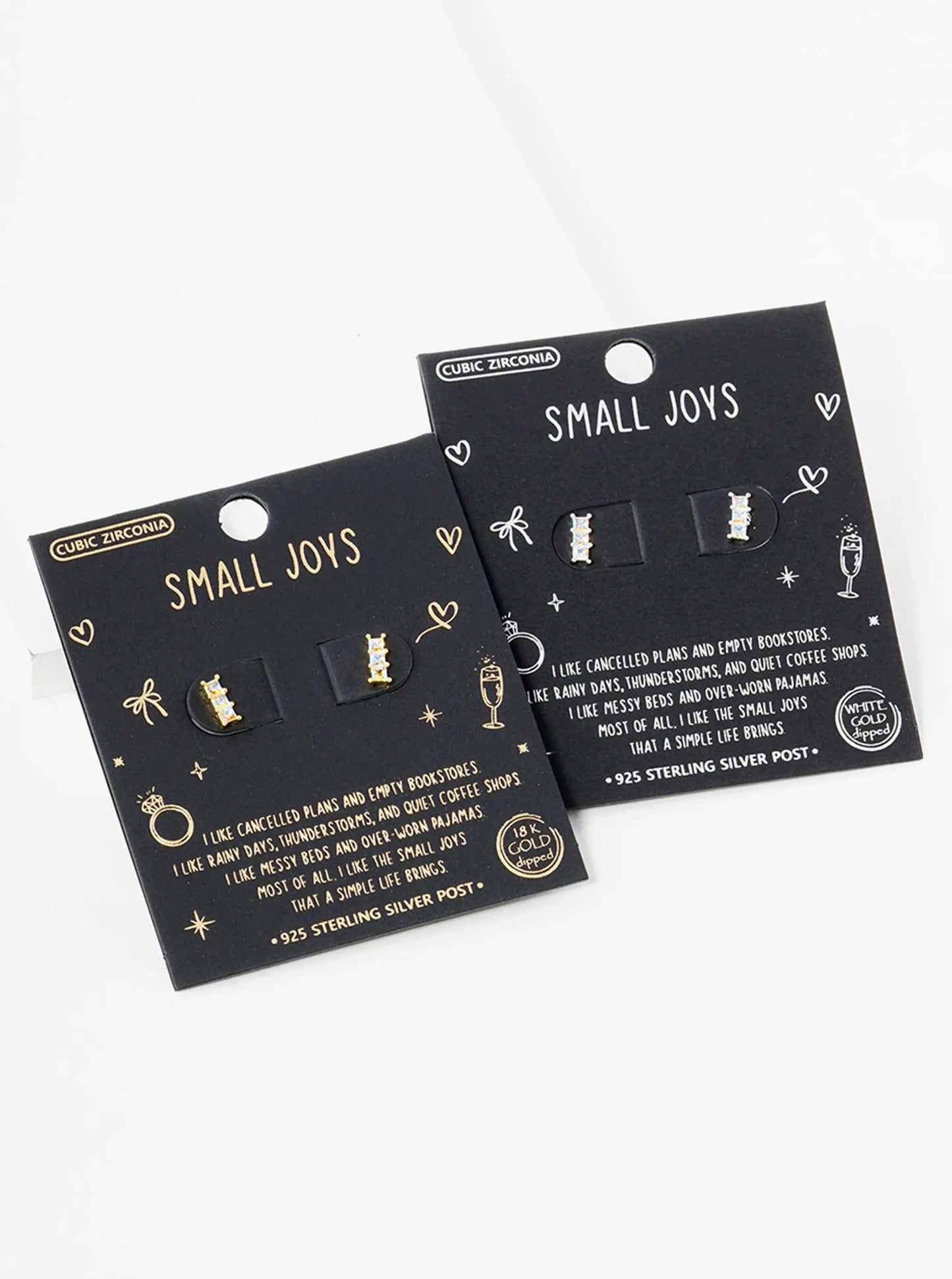18K Gold Dipped Aurora Borealis Stones Mini Bar Stud Earrings