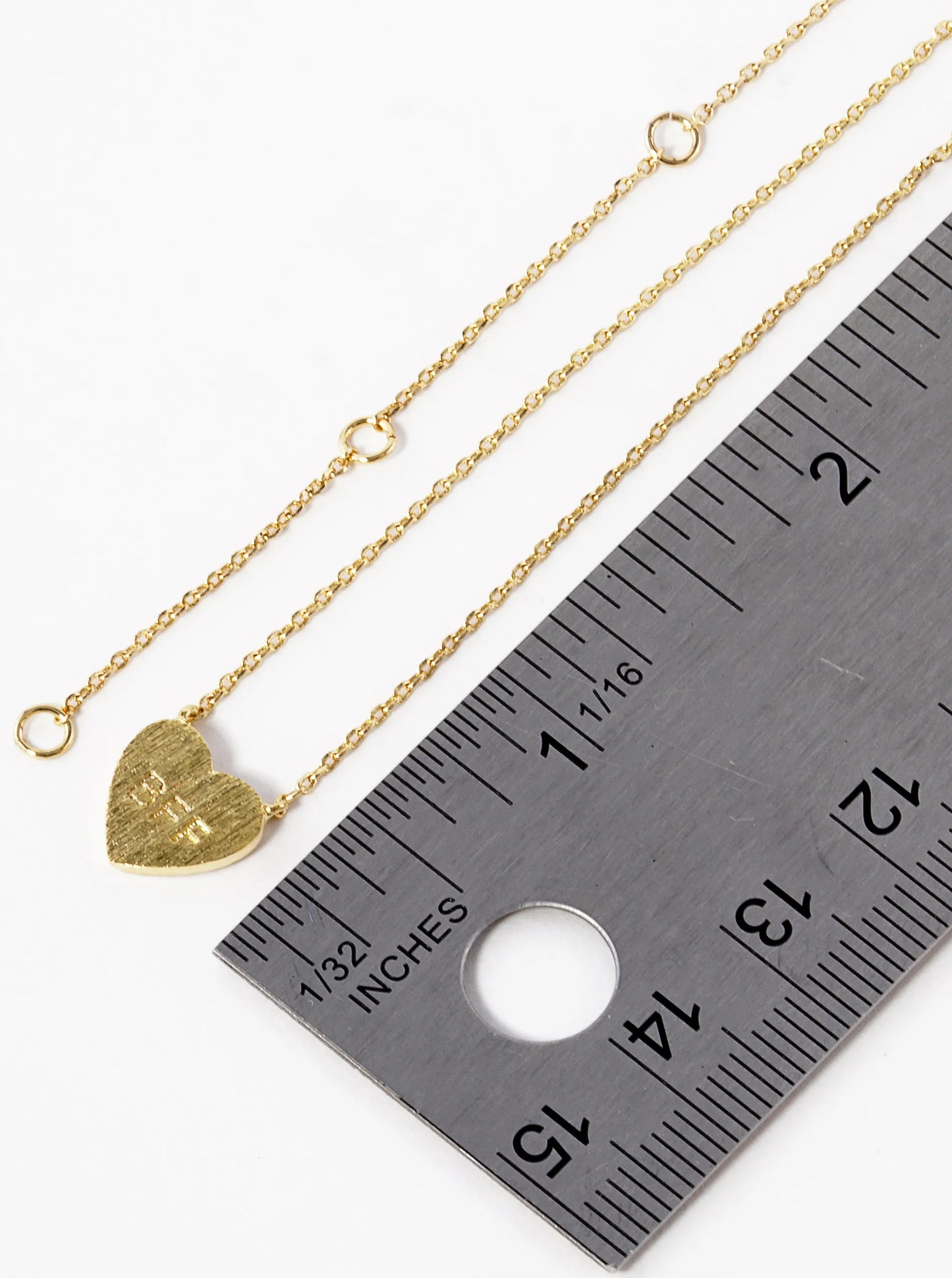 18K Gold Dipped BFF Engraved Brushed Metal Heart Pendant Necklace