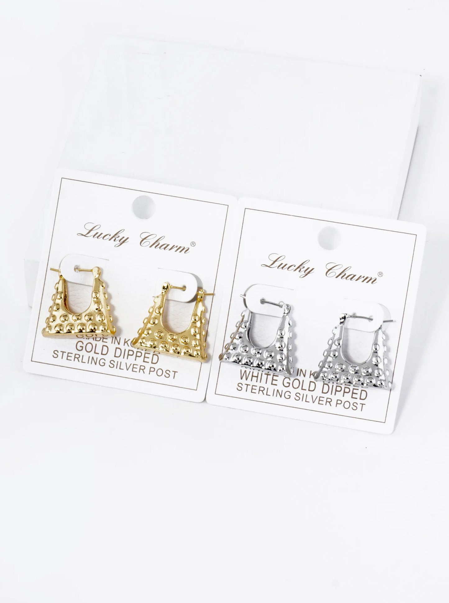 18K Gold Dipped Ball Textured Handbag Shape Fun Earrings