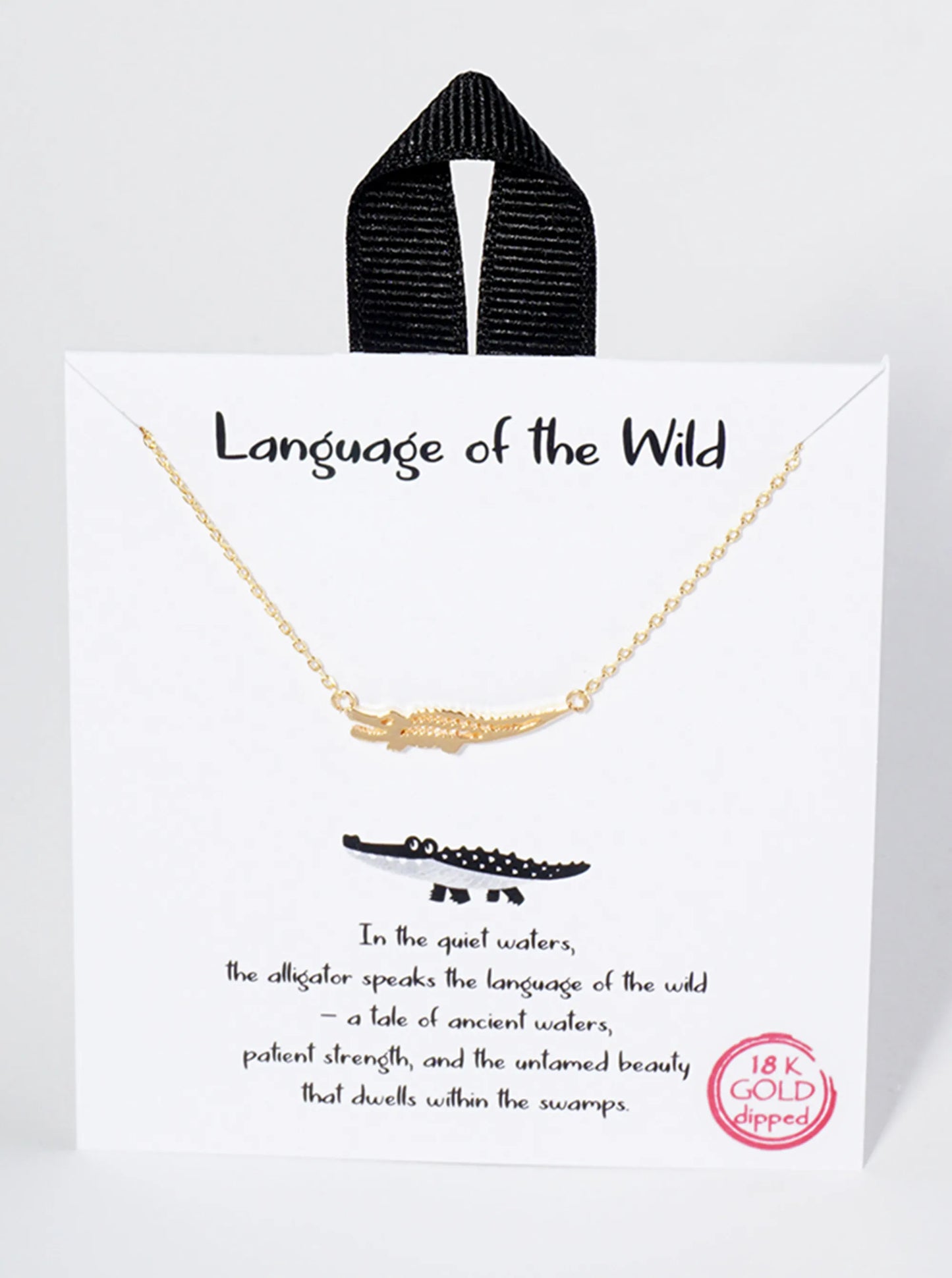 18K Gold Dipped Brass Alligator Pendant Necklace