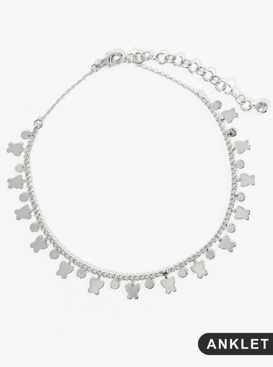 18K Gold Dipped Brass Butterfly Charm Tassel Anklet