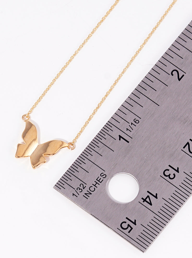 18K Gold Dipped Brass Butterfly Pendant Necklace