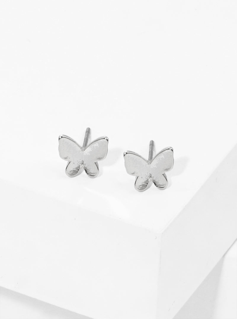 18K Gold Dipped Brass Butterfly Stud Earrings