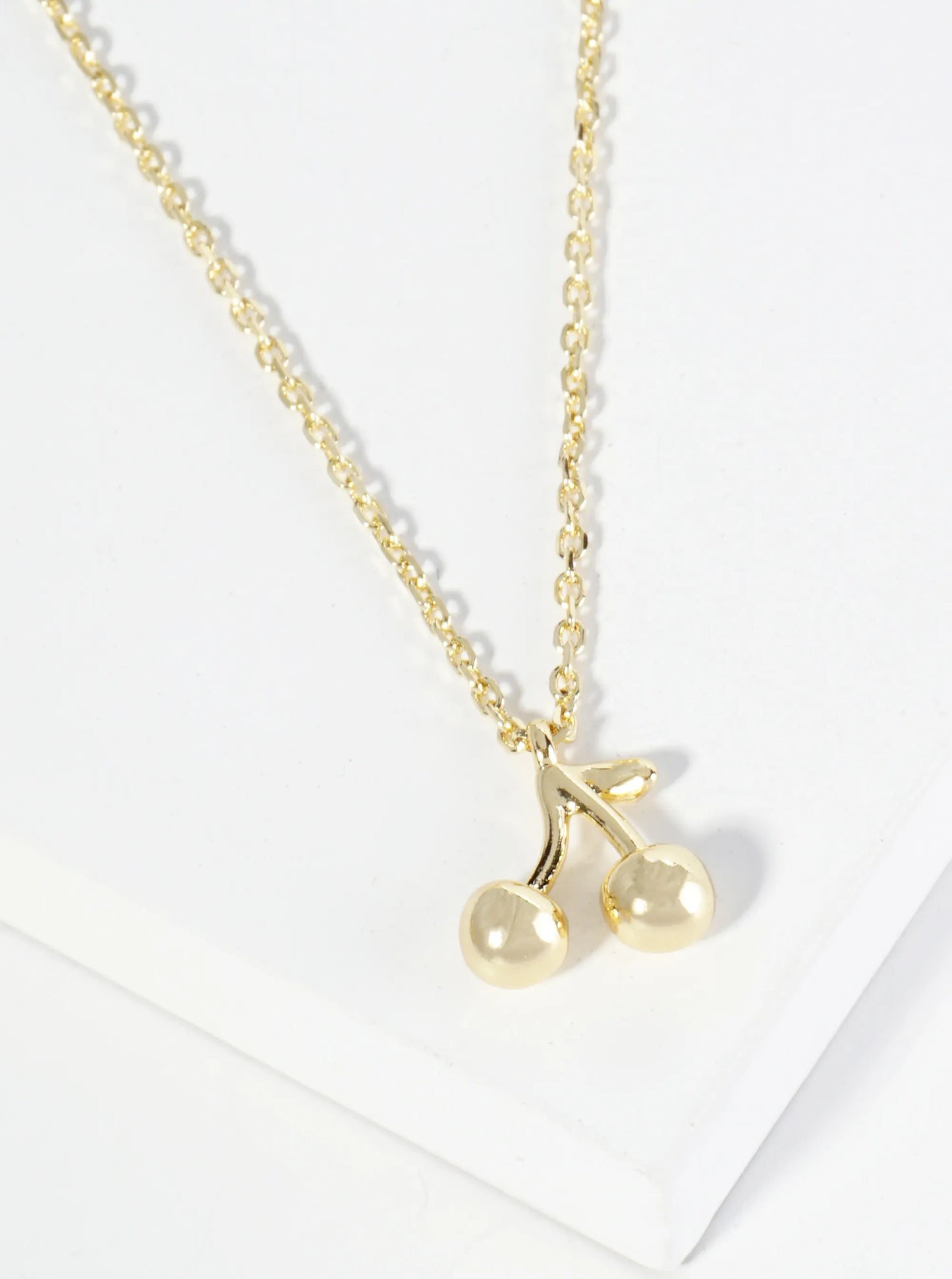 18K Gold Dipped Brass Cherry Pendant Necklace