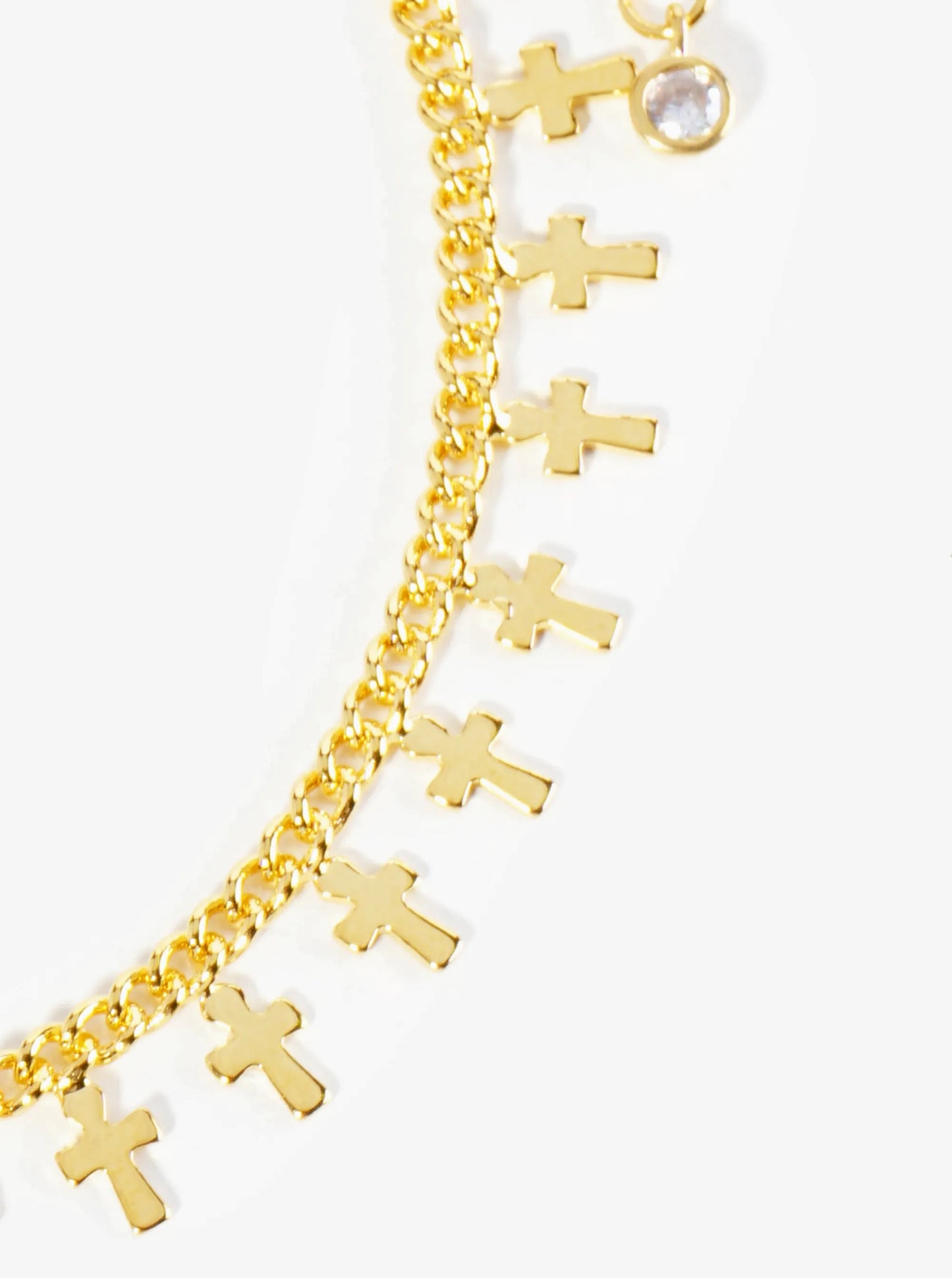 18K Gold Dipped Brass Cross Charm Tassel Anklet