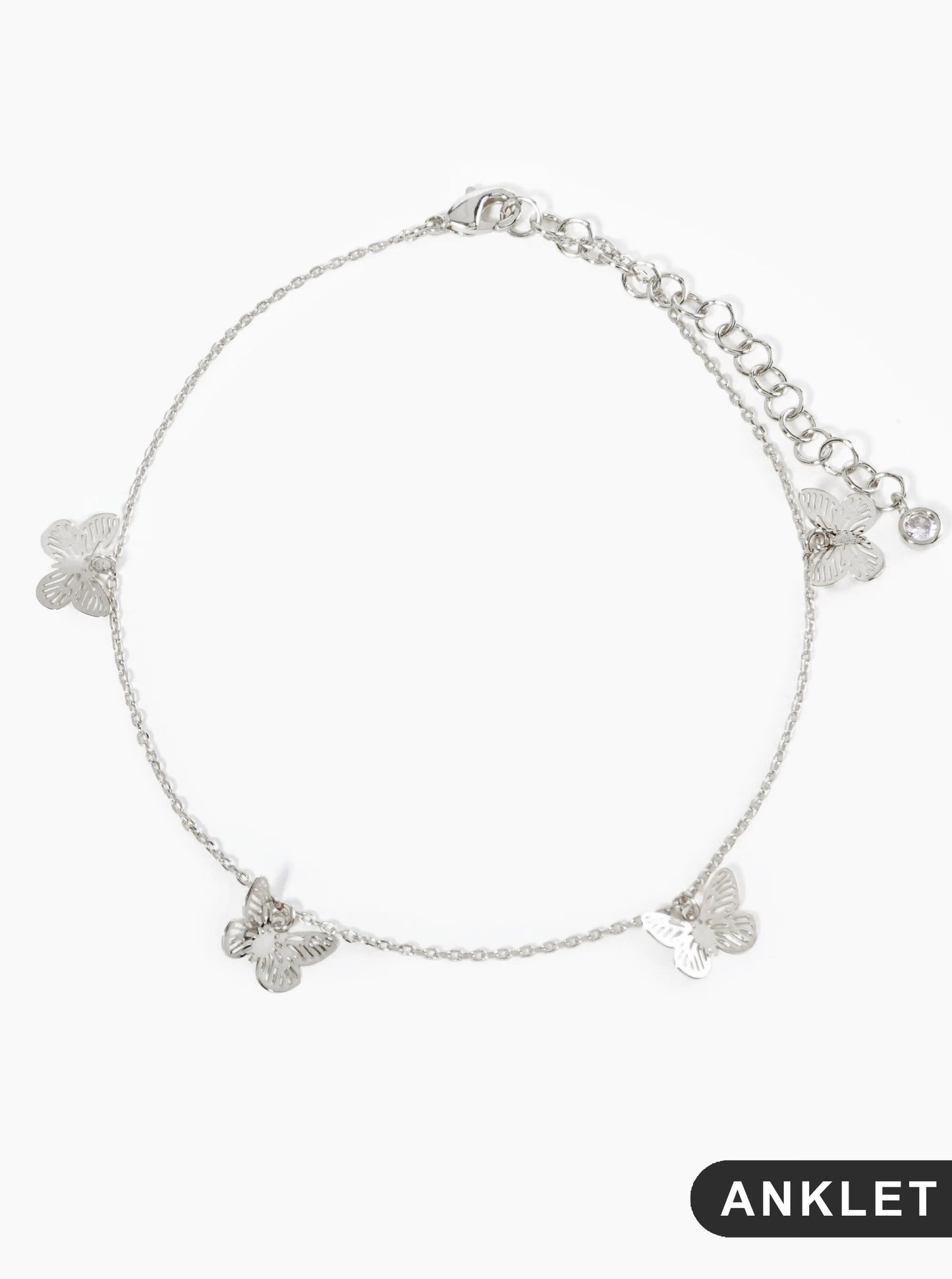 18K Gold Dipped Brass Filigree Small Butterflies Chain Anklet