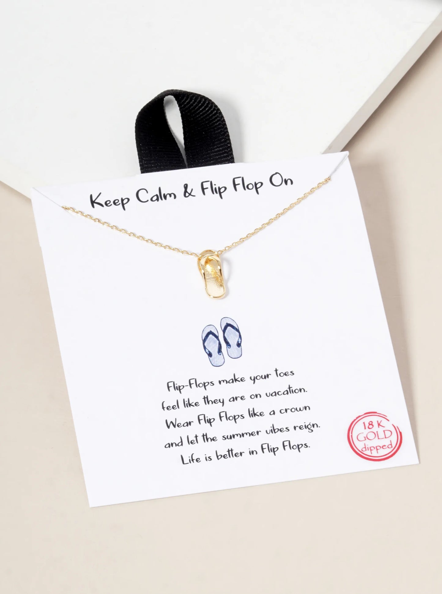 18K Gold Dipped Brass Flip Flop Pendant Necklace
