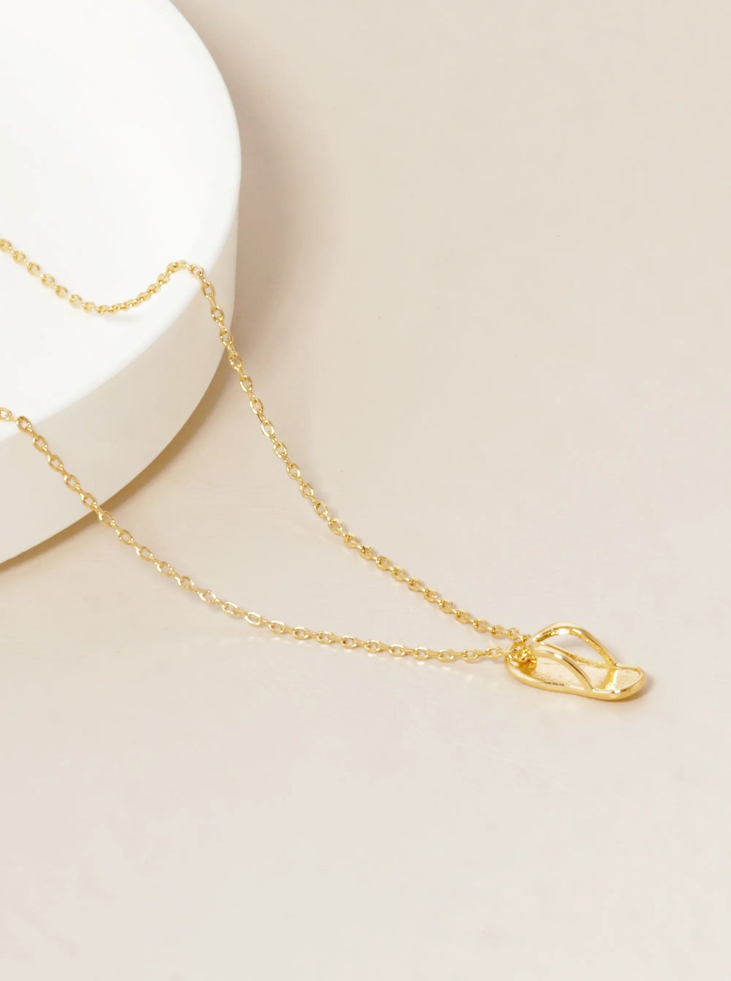18K Gold Dipped Brass Flip Flop Pendant Necklace