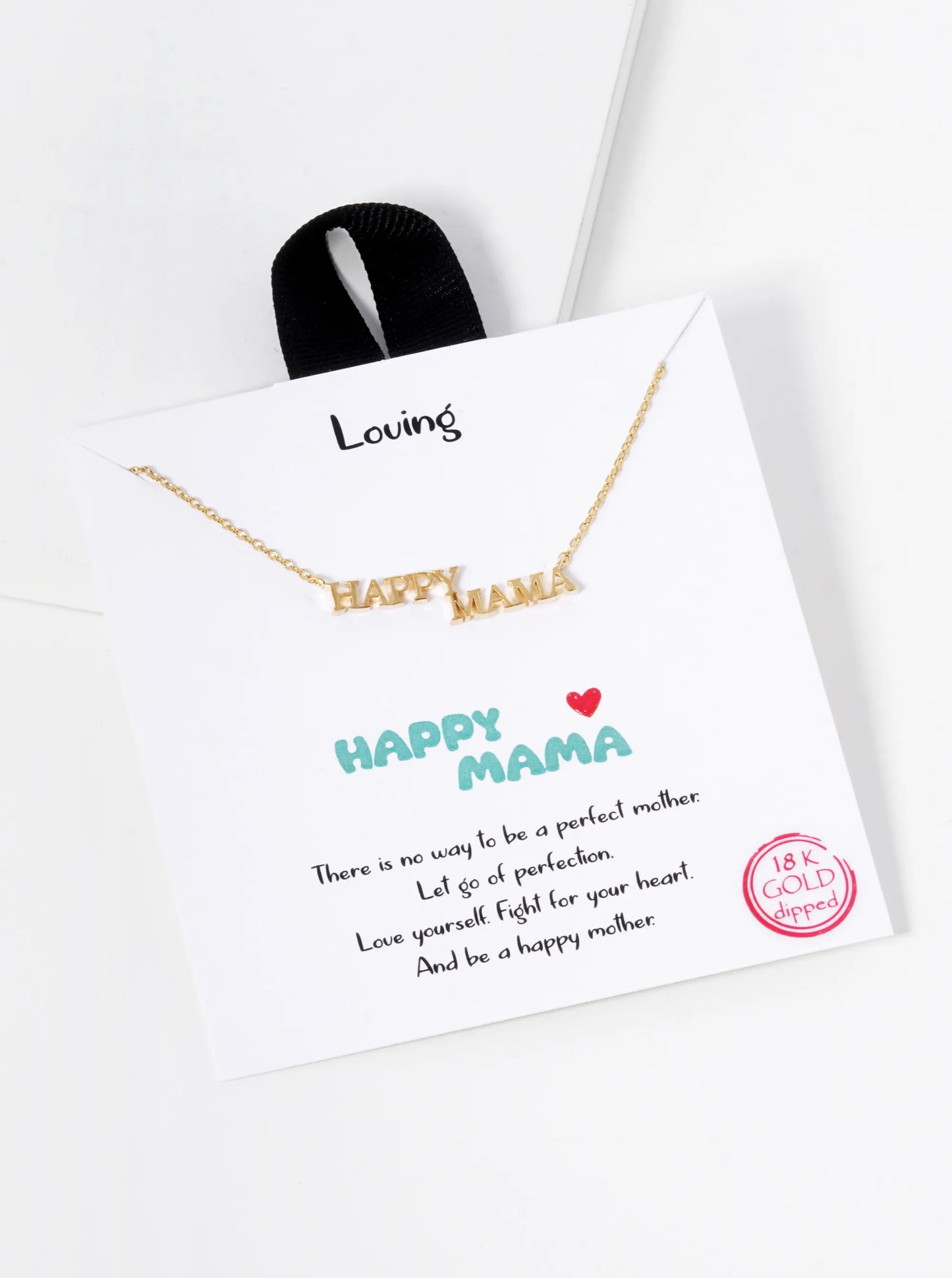 18K Gold Dipped Brass Happy Mama Pendant Necklace