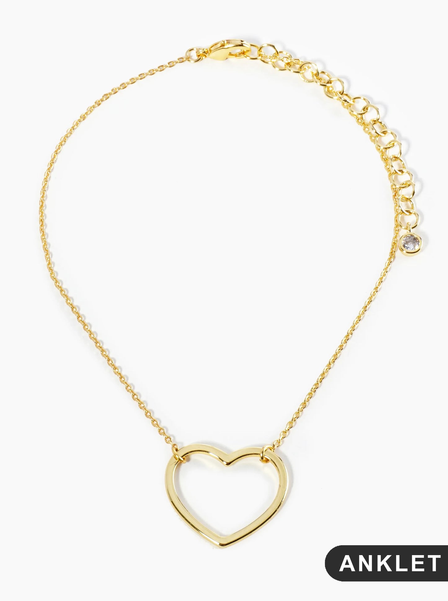 18K Gold Dipped Brass Heart Chain Anklet