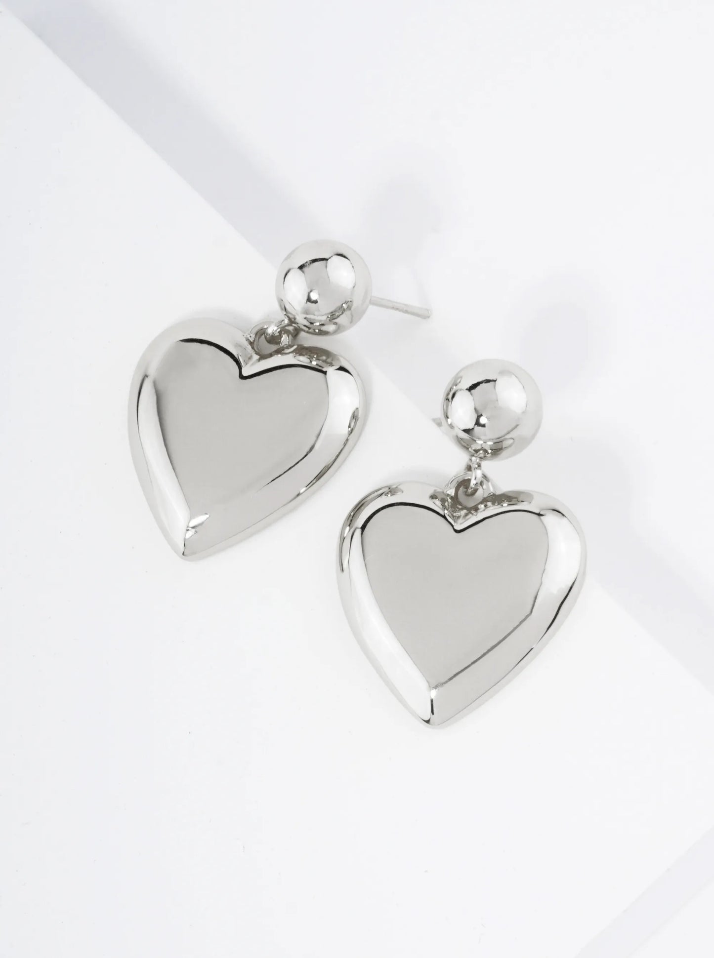 18K Gold Dipped Brass Heart Drop Dangle Post Earrings