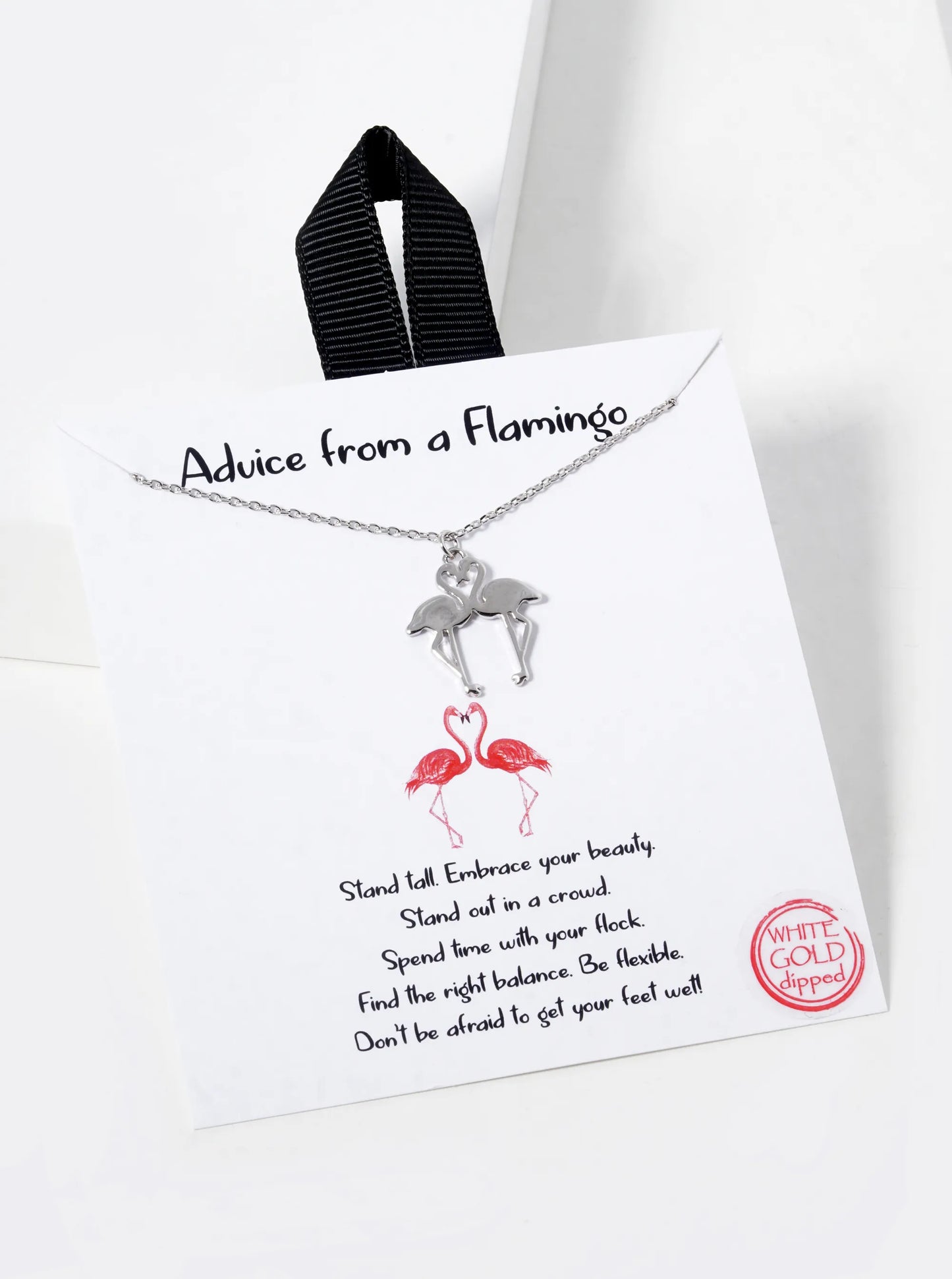 18K Gold Dipped Brass Heart Flamingo Pendant Necklace