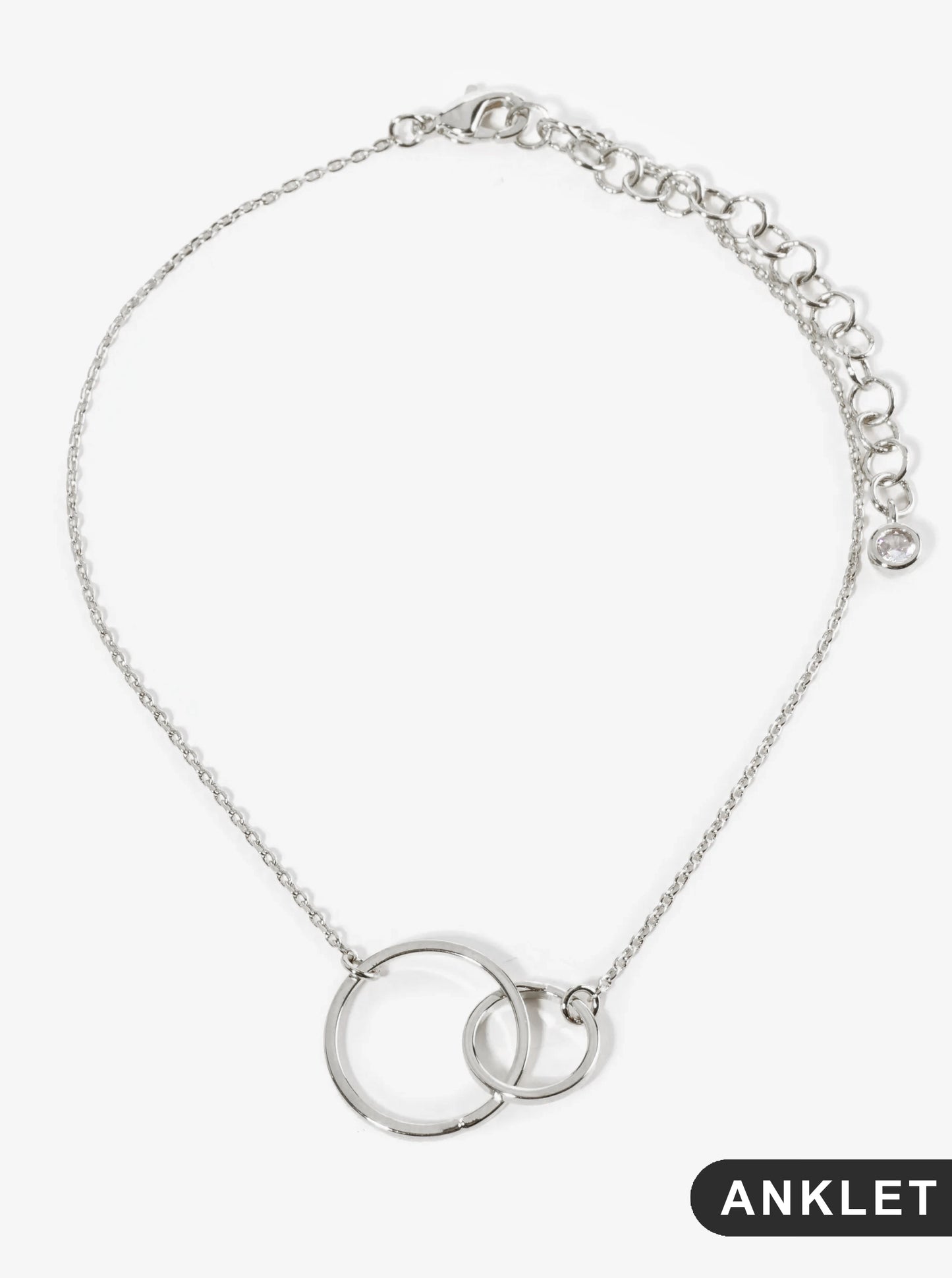 18K Gold Dipped Brass Interlocking Two Circles Chain Anklet