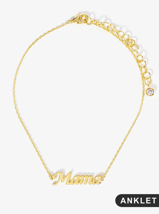 18K Gold Dipped Brass Italic Mama Chain Anklet