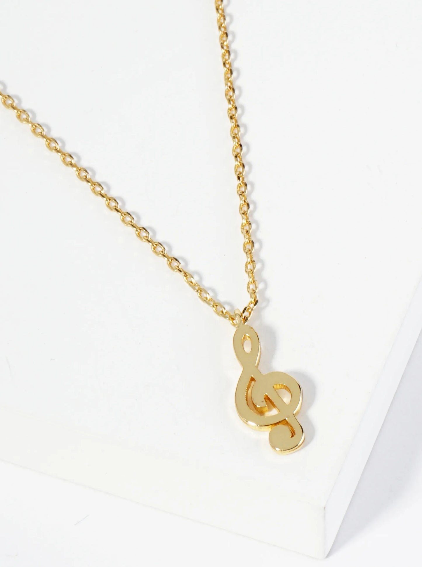 18K Gold Dipped Brass Musical Note Pendant Necklace