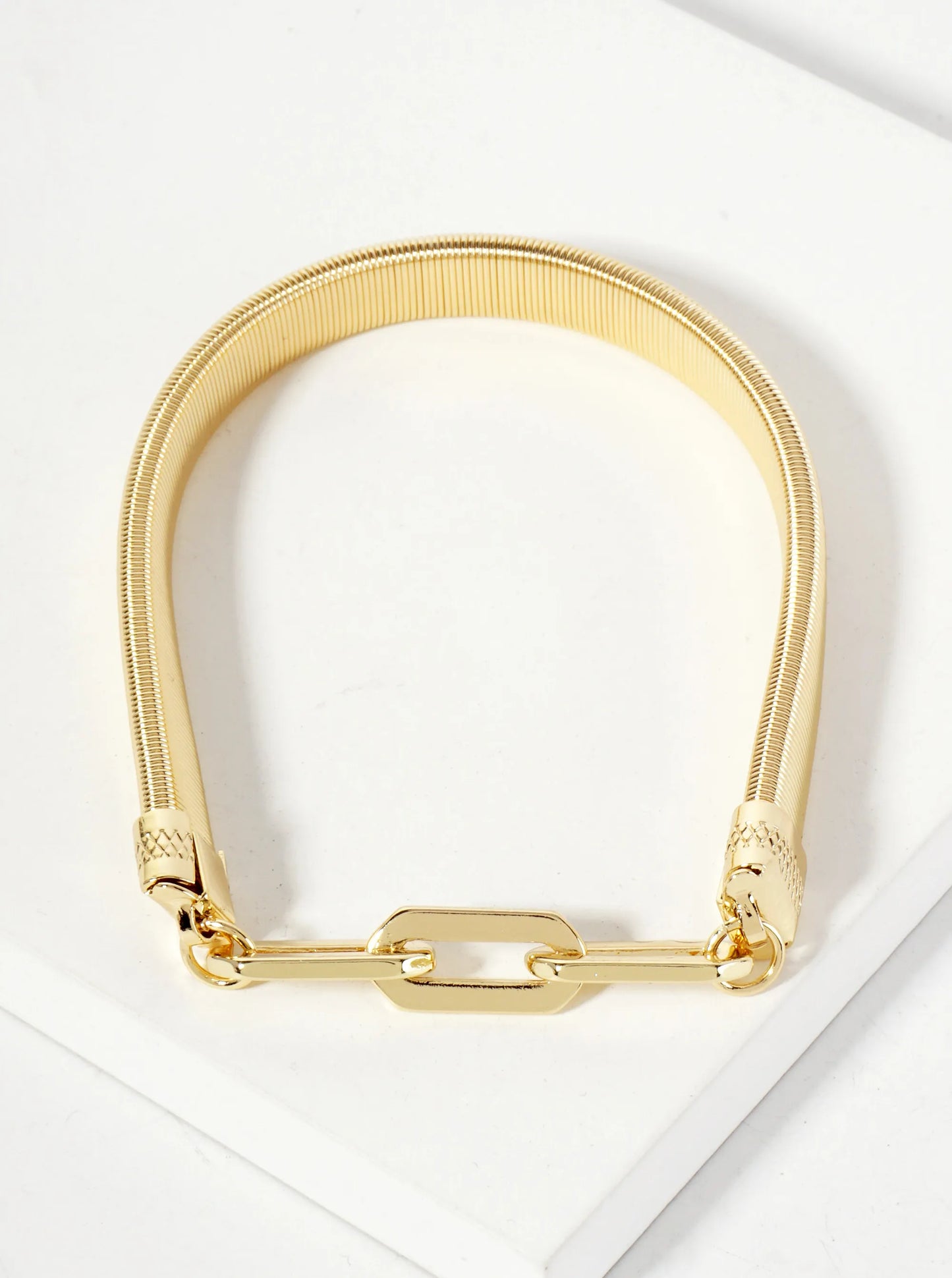 18K-Gold-Dipped Brass Omega Chain Stretch Bracelet