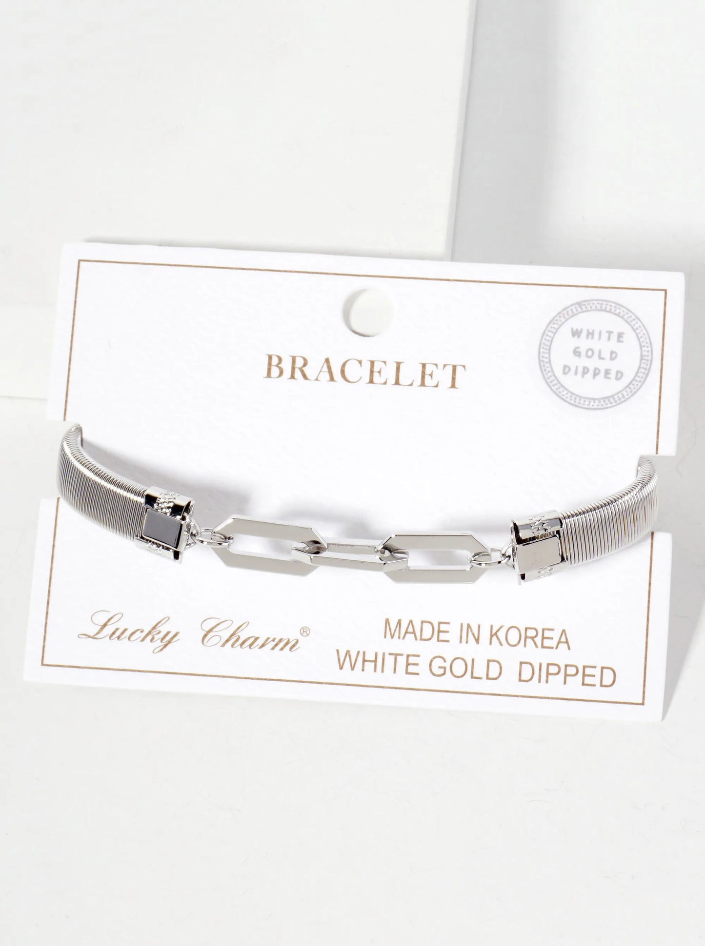 18K-Gold-Dipped Brass Omega Chain Stretch Bracelet