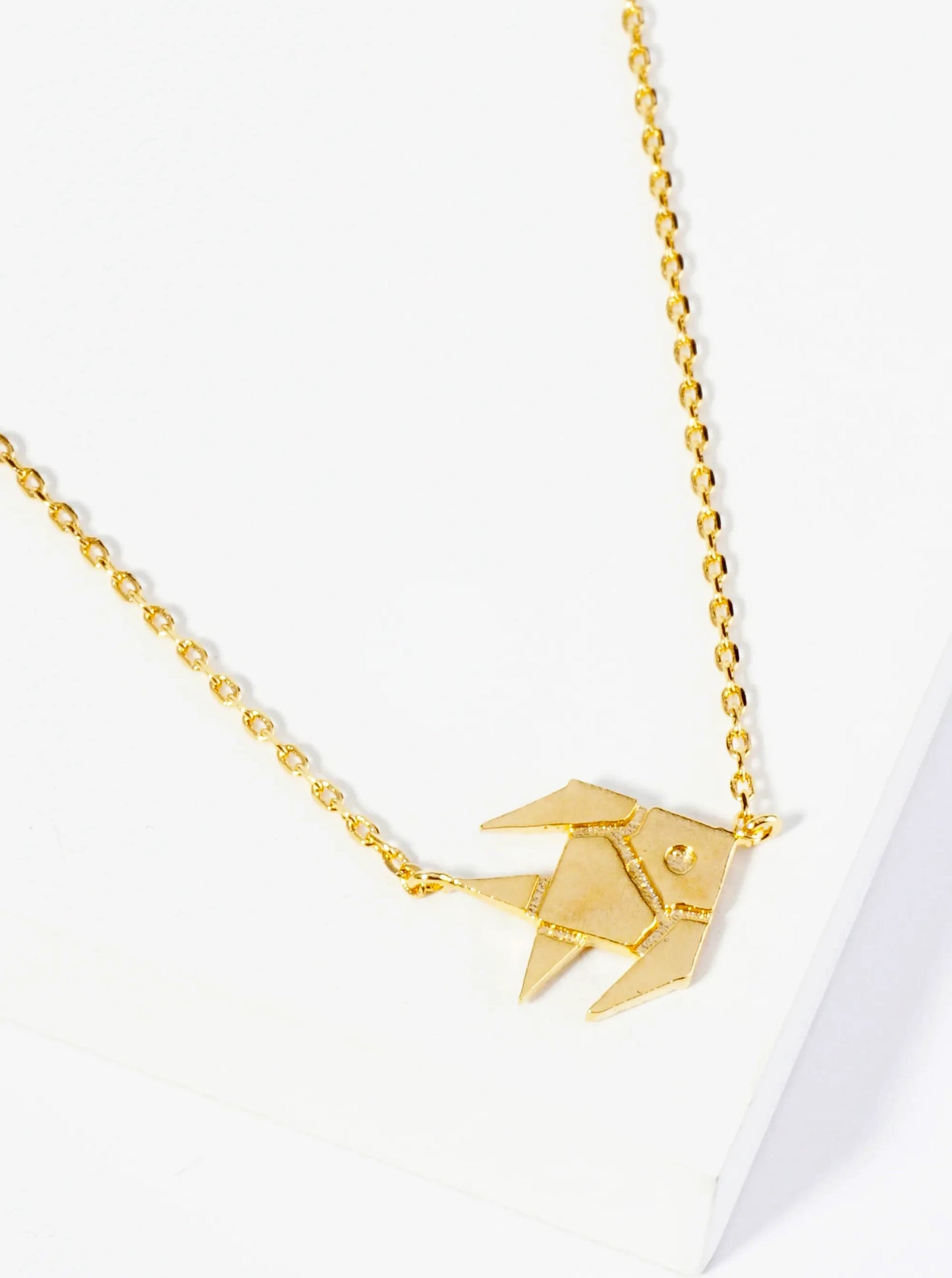 18K Gold Dipped Brass Paper Fish Pendant Necklace