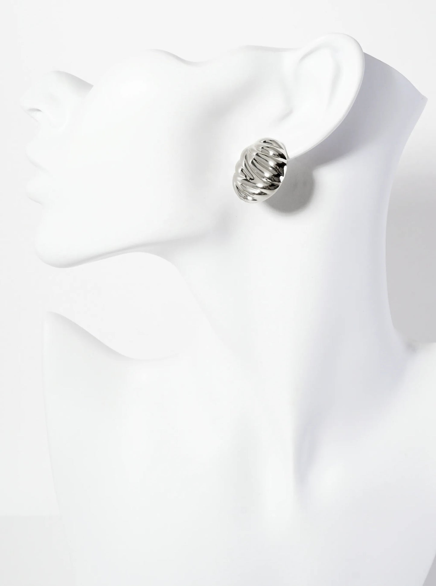 18K-Gold-Dipped Brass Ribbed Oval-Shaped Stud Earrings
