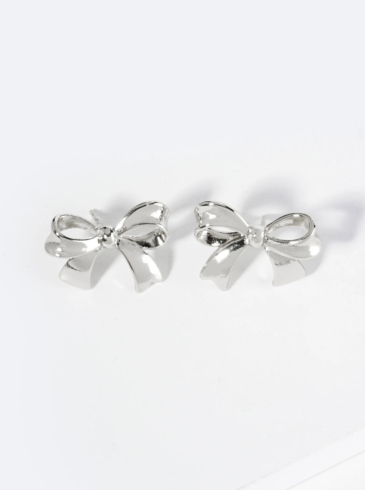 18K Gold Dipped Brass Ribbon Bow Stud Earrings