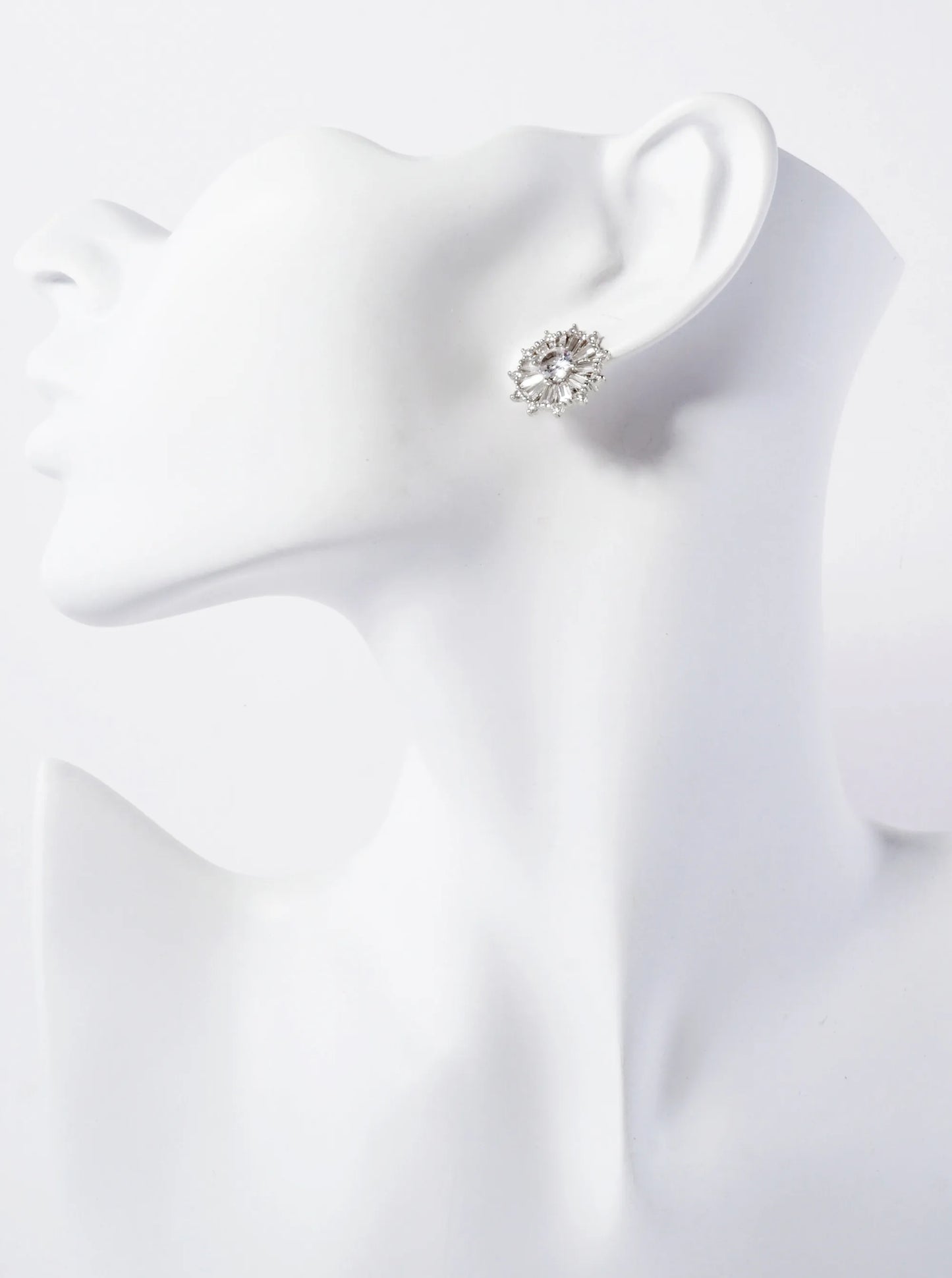 18K-Gold-Dipped Brass Round Stud Earrings With Various-Shaped CZ-Stones
