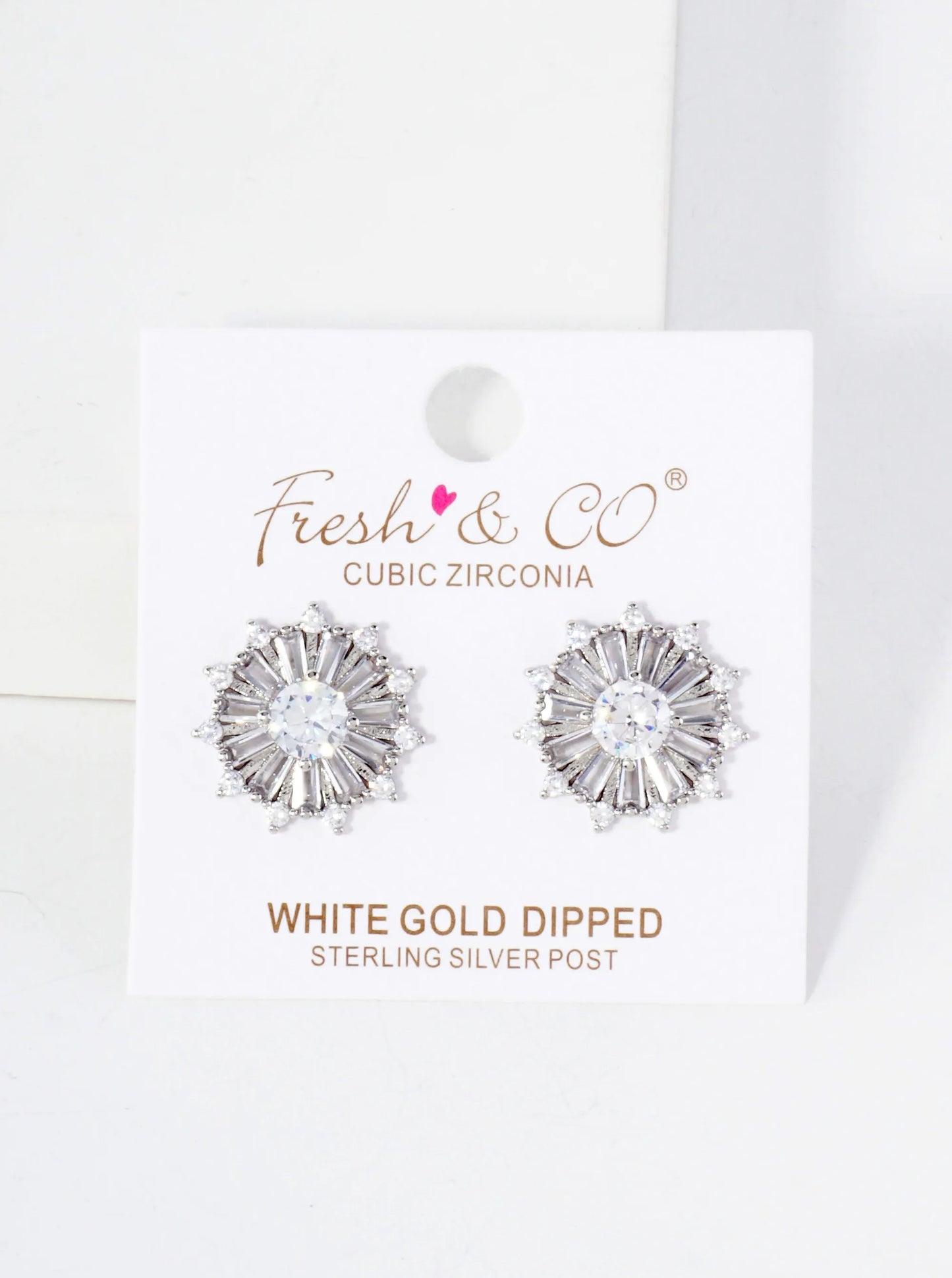 18K-Gold-Dipped Brass Round Stud Earrings With Various-Shaped CZ-Stones