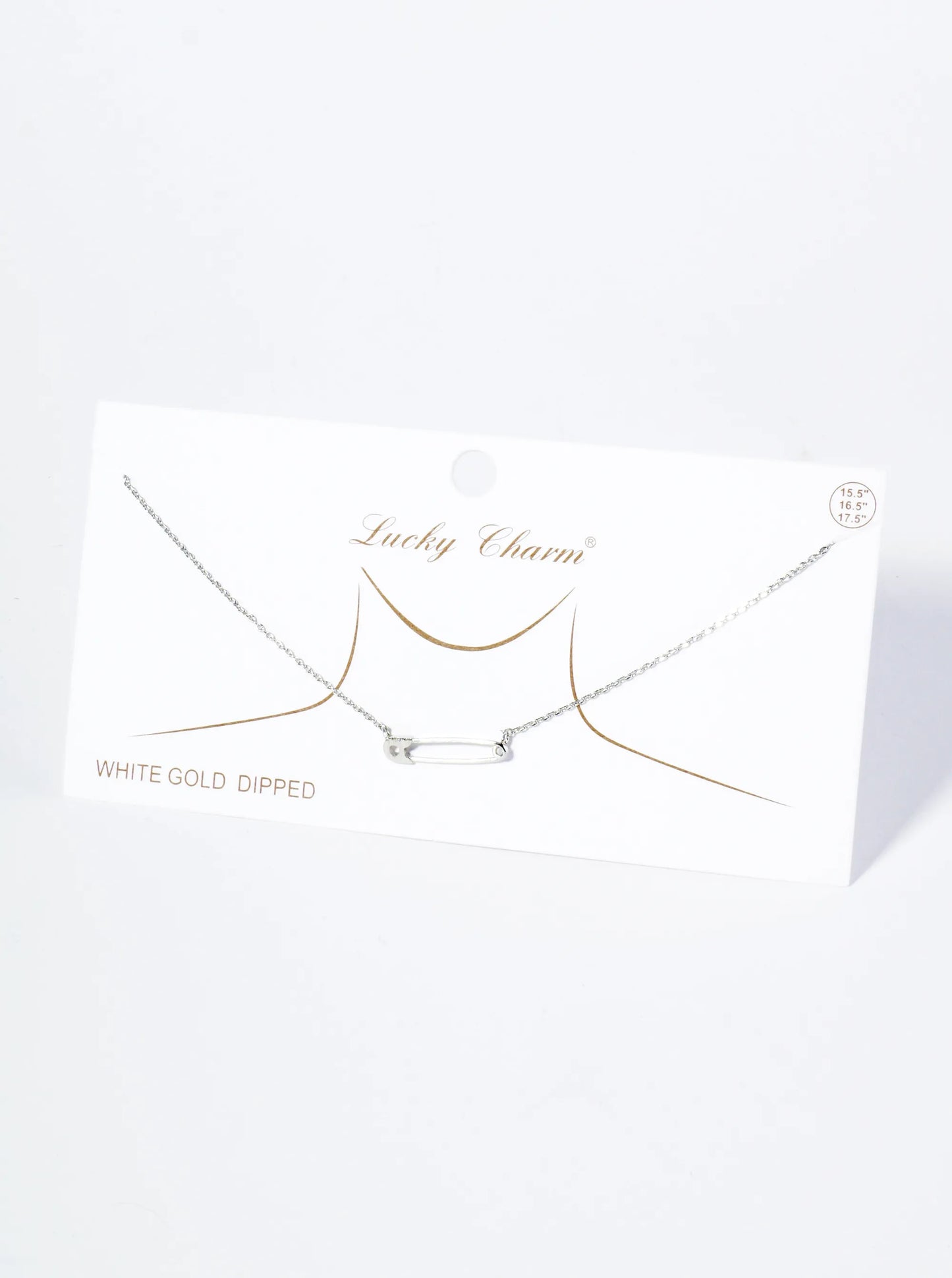 18K Gold Dipped Brass Safety Pin Pendant Necklace