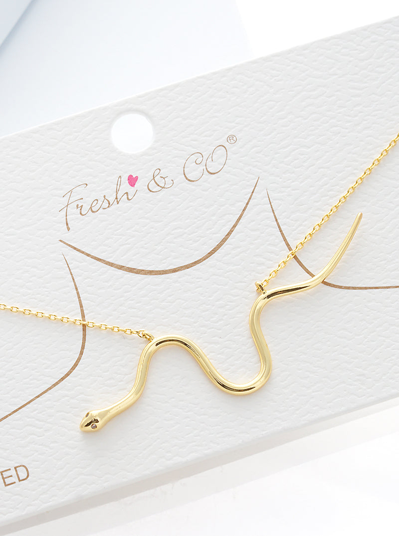 18K-Gold-Dipped Brass Snake Pendant Necklace