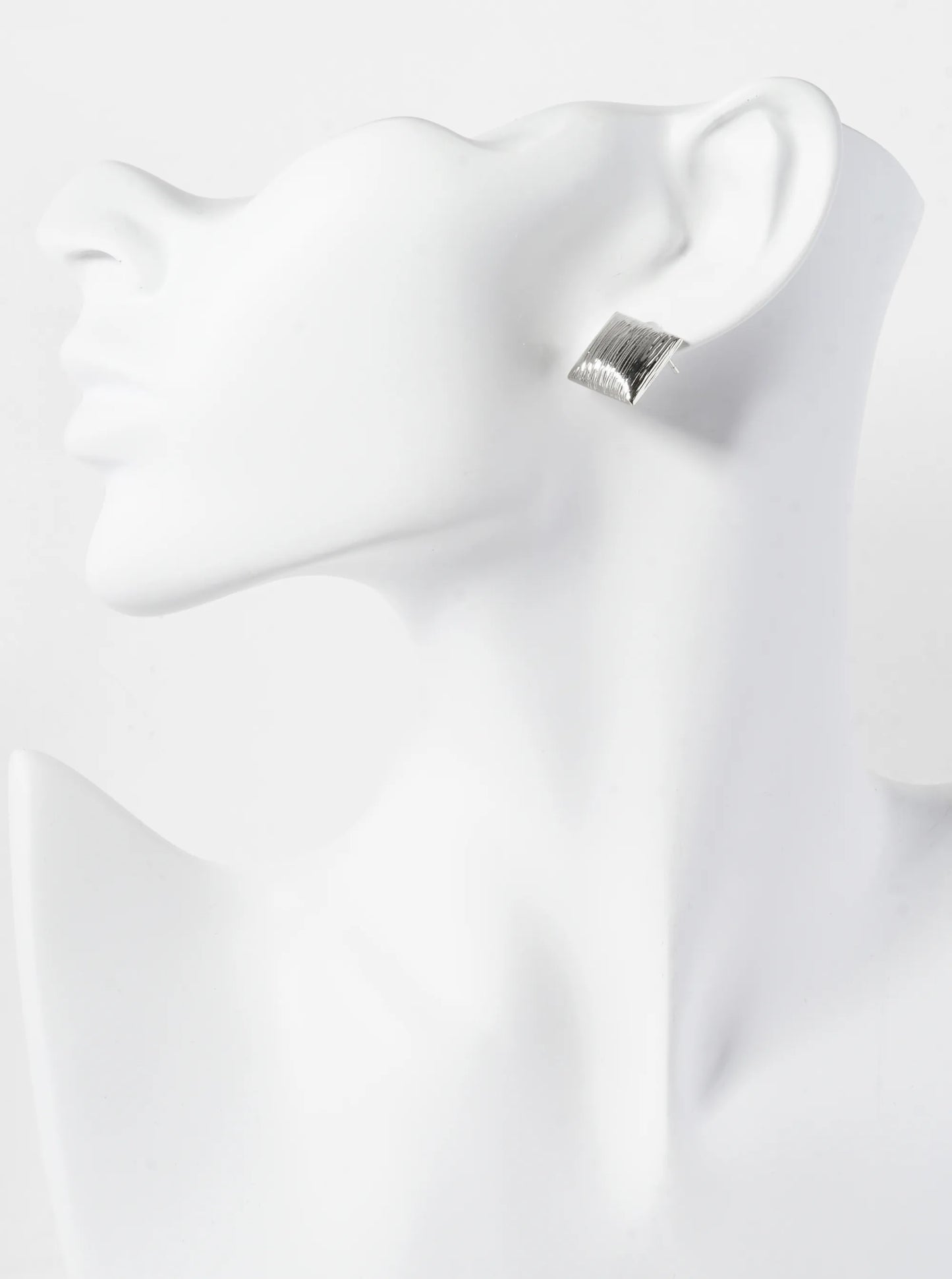 18K Gold Dipped Brushed Brass 13mm Puffy Square Stud Earrings