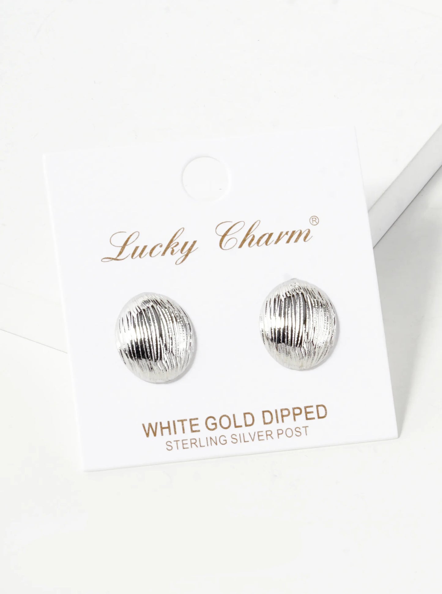 18K Gold Dipped Brushed Brass 14mm Puffy Oval Stud Earrings