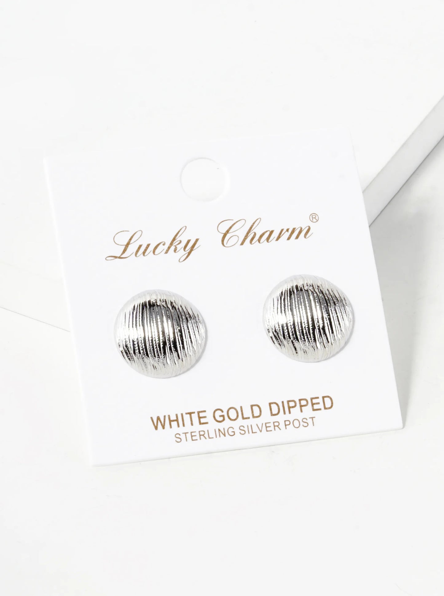 18K Gold Dipped Brushed Brass 14mm Puffy Round Stud Earrings