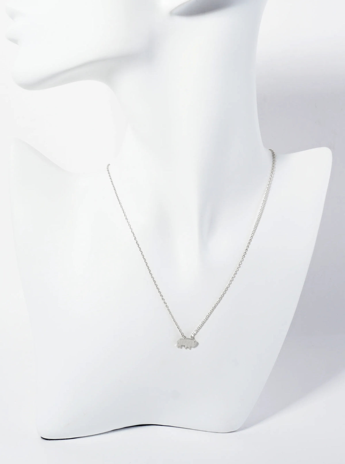 18K Gold Dipped Brushed Brass Buffalo Pendant Necklace