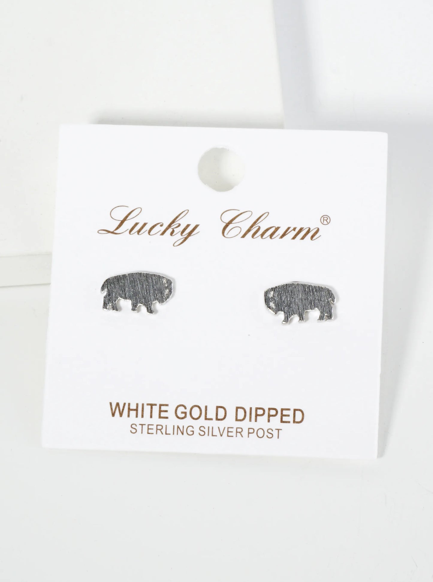 18K Gold Dipped Brushed Brass Buffalo Stud Earrings