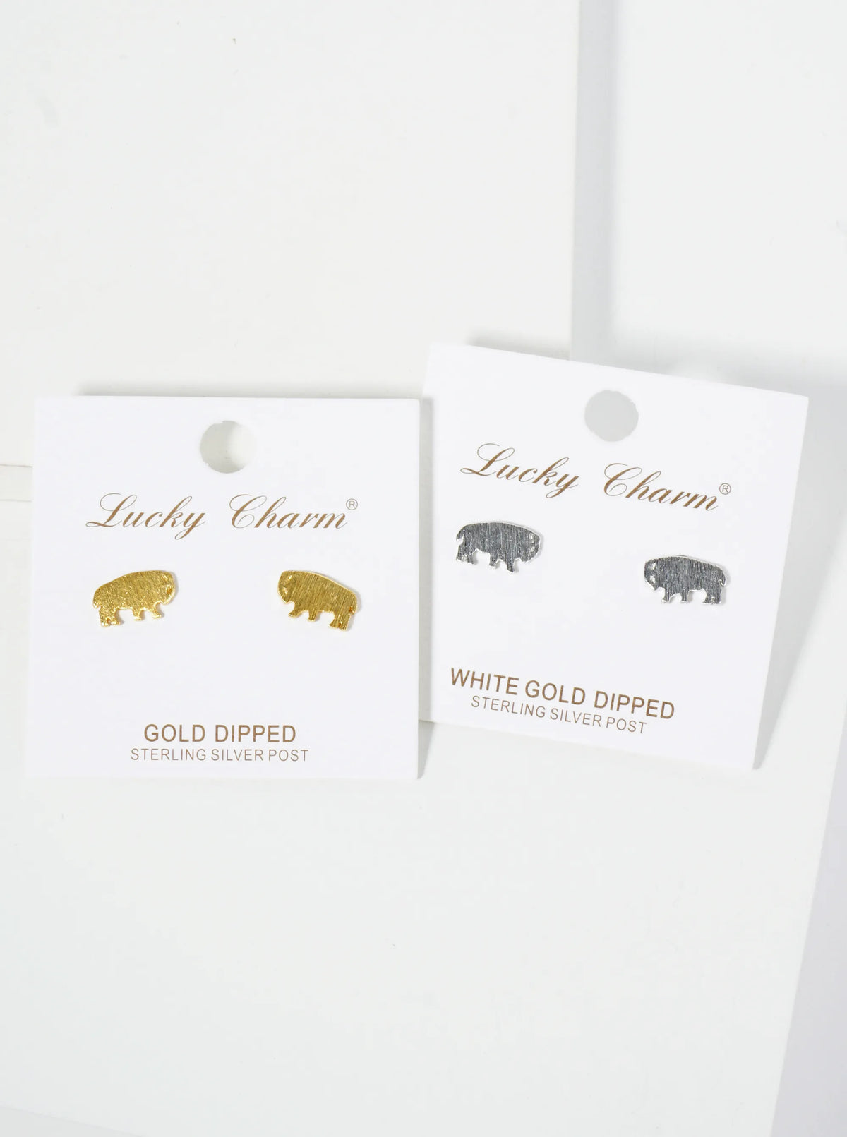 18K Gold Dipped Brushed Brass Buffalo Stud Earrings