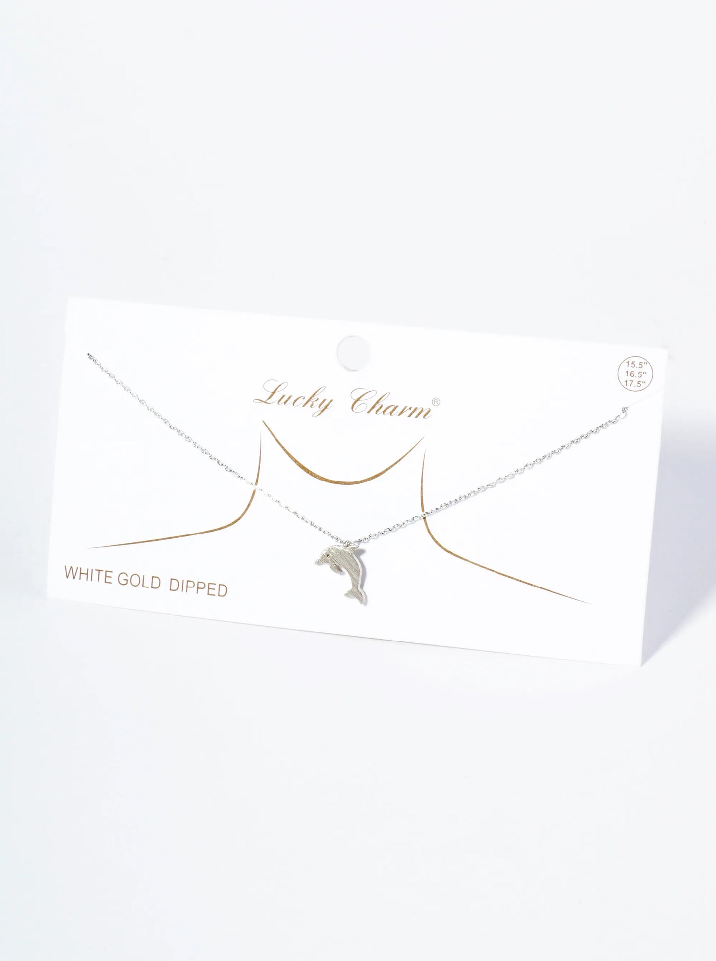 18K Gold Dipped Brushed Brass Dolphin Pendant Necklace