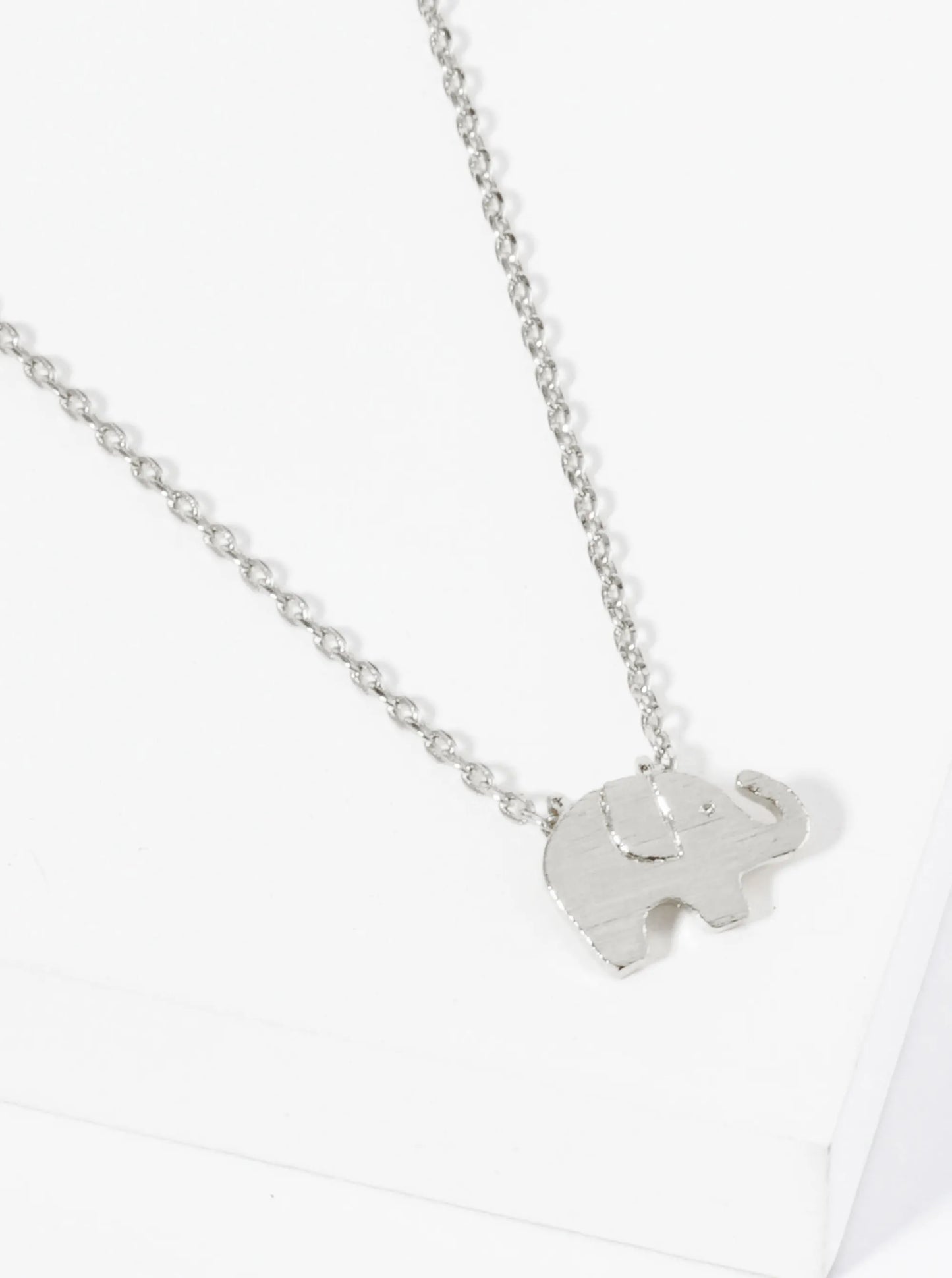 18K Gold Dipped Brushed Brass Elephant Pendant Necklace