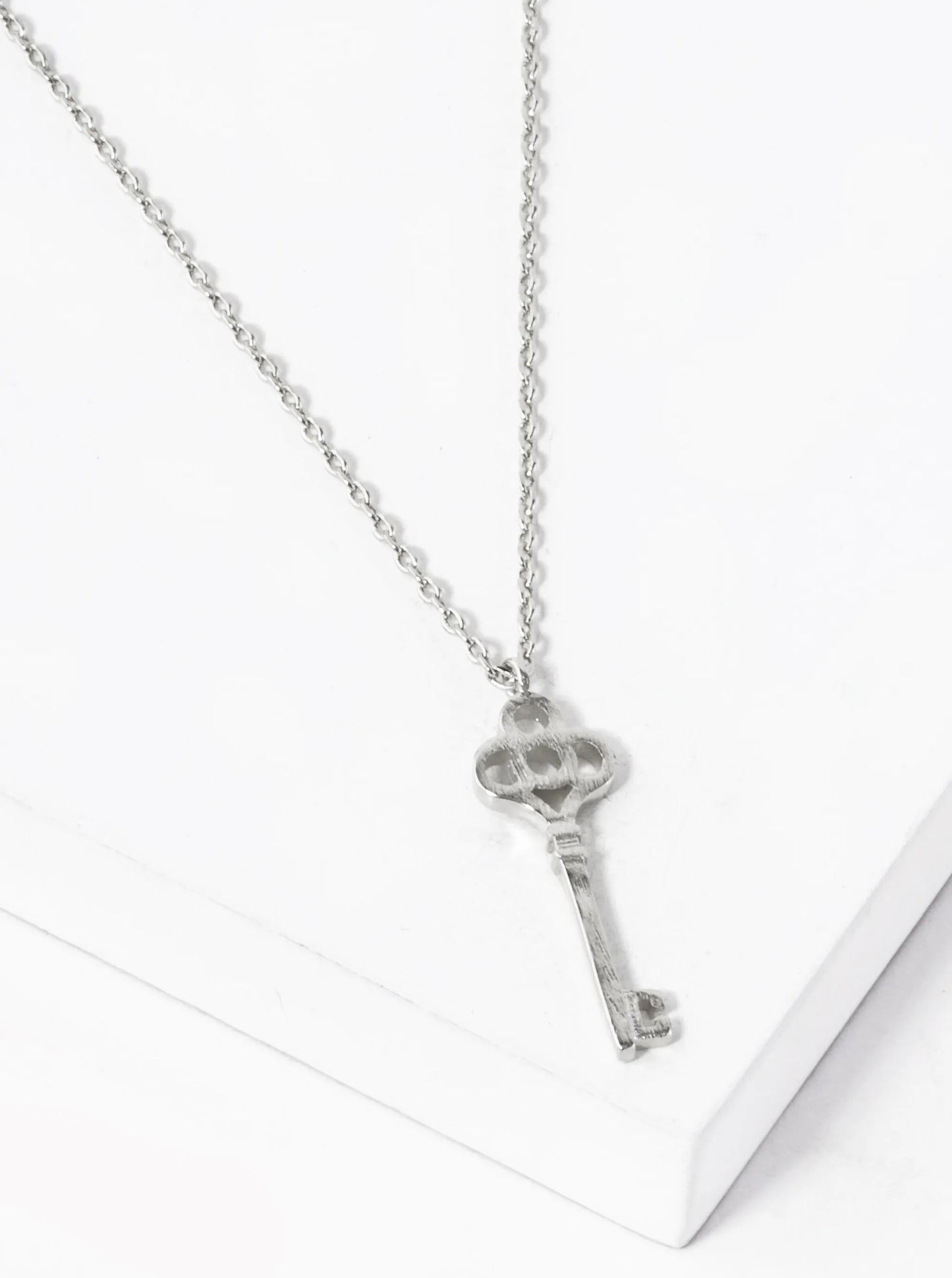 18K Gold Dipped Brushed Brass Key Pendant Necklace