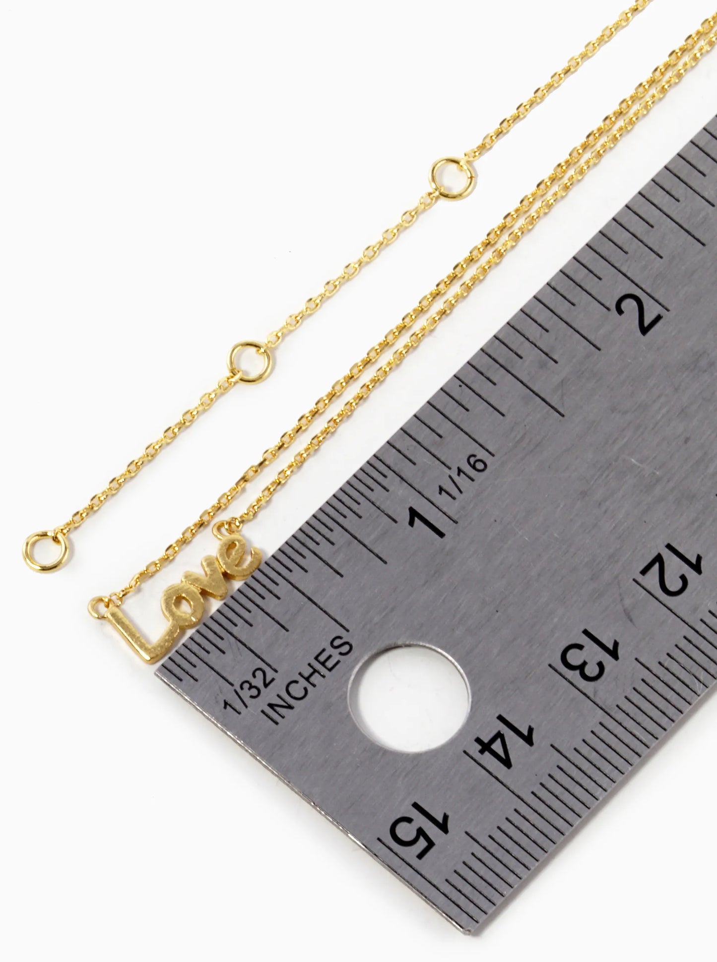 18K Gold Dipped Brushed Brass Love Pendant Necklace