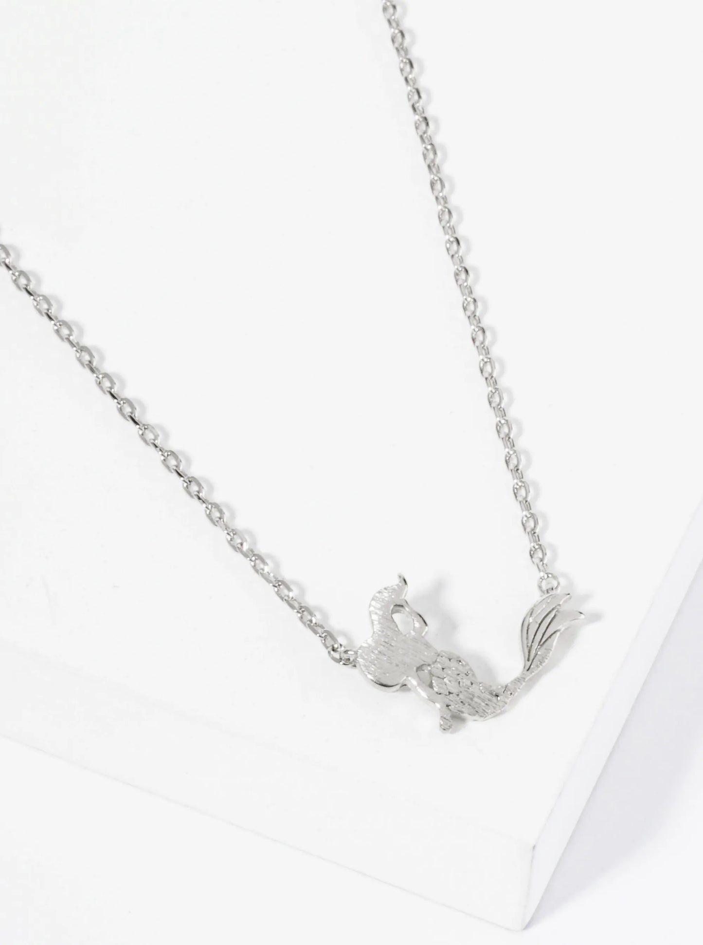 18K Gold Dipped Brushed Brass Mermaid Pendant Necklace