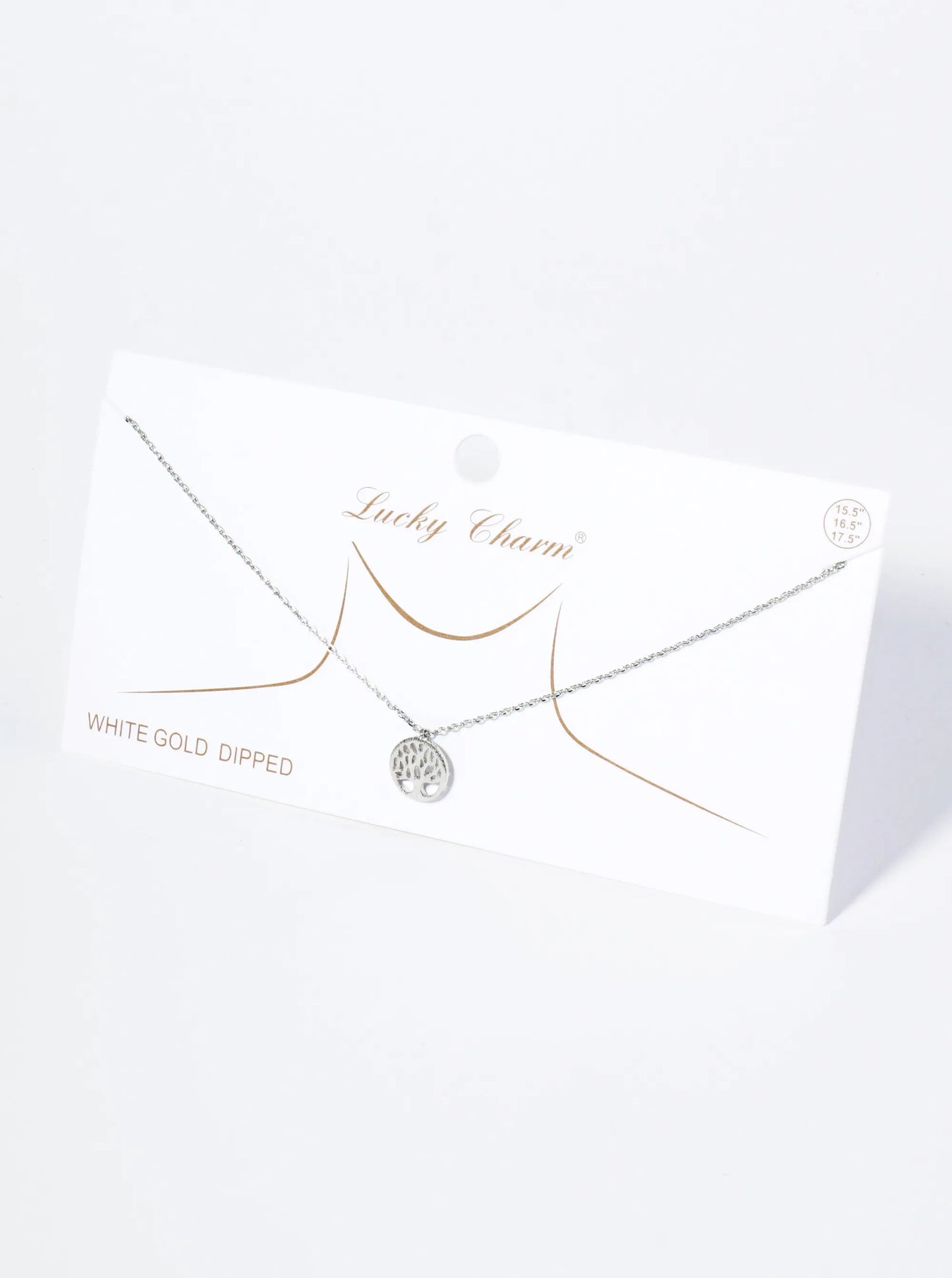 18K Gold Dipped Brushed Brass Tree Of Life Pendant Necklace