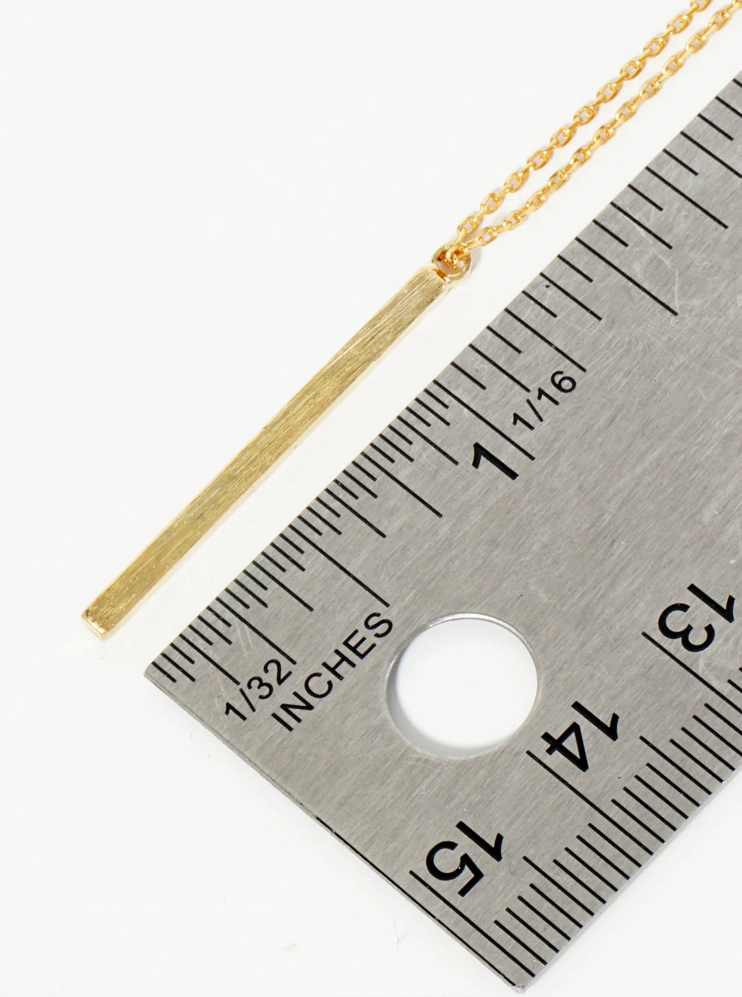 18K Gold Dipped 1 Inch Polished Tube Bar Pendant Necklace