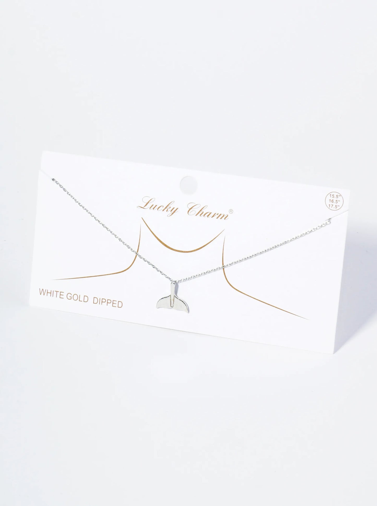 18K Gold Dipped Brushed Brass Whale Tail Pendant Necklace