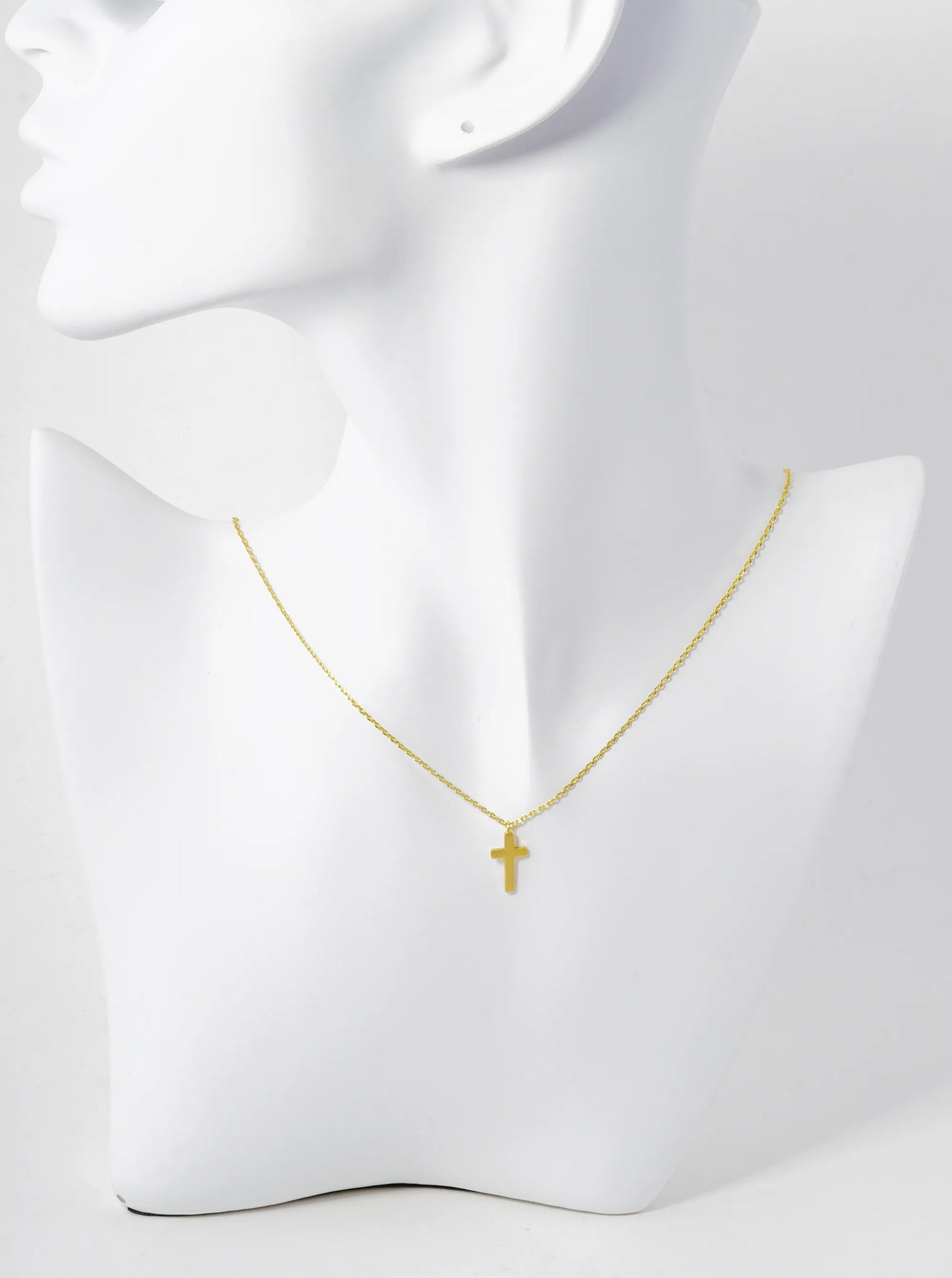 18K Gold Dipped Brushed Cross Pendant Necklace