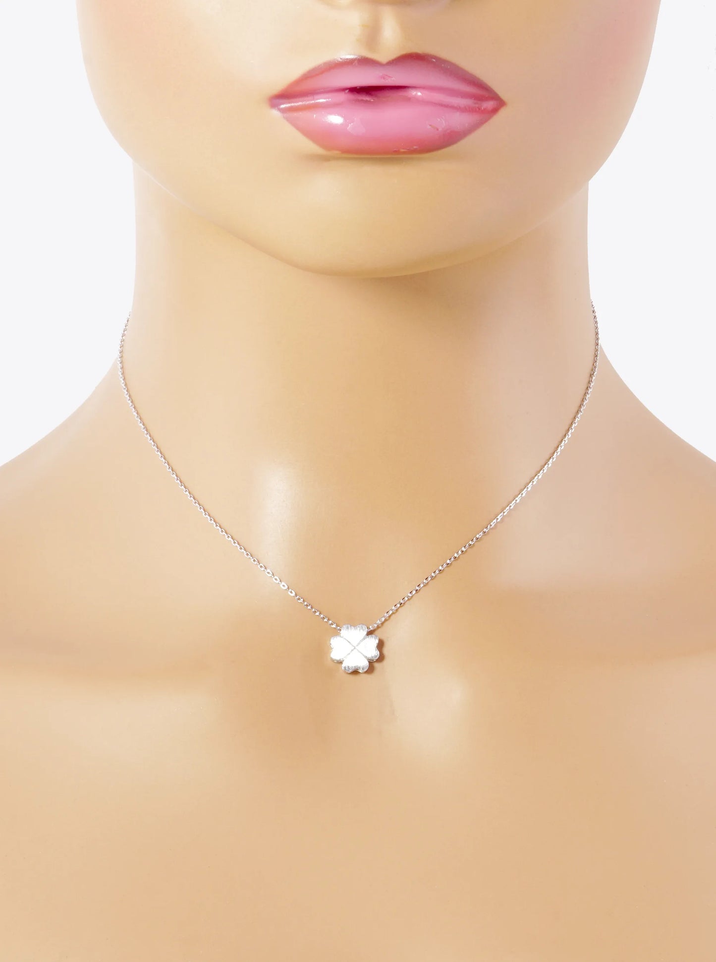 18K Gold Dipped Brushed Four-Leaf Clover Pendant Necklace