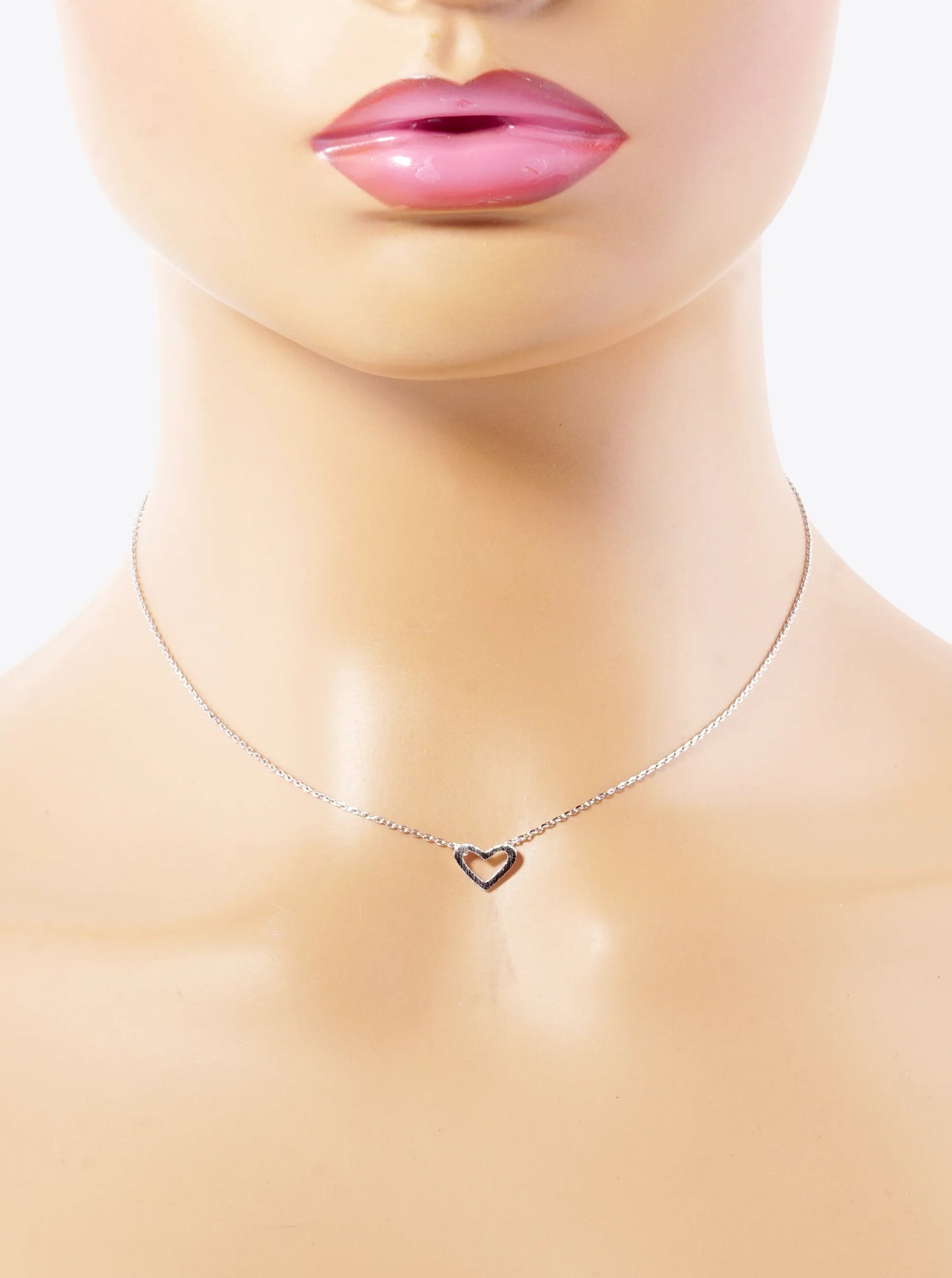 18K Gold Dipped Brushed Metal Heart Pendant Necklace