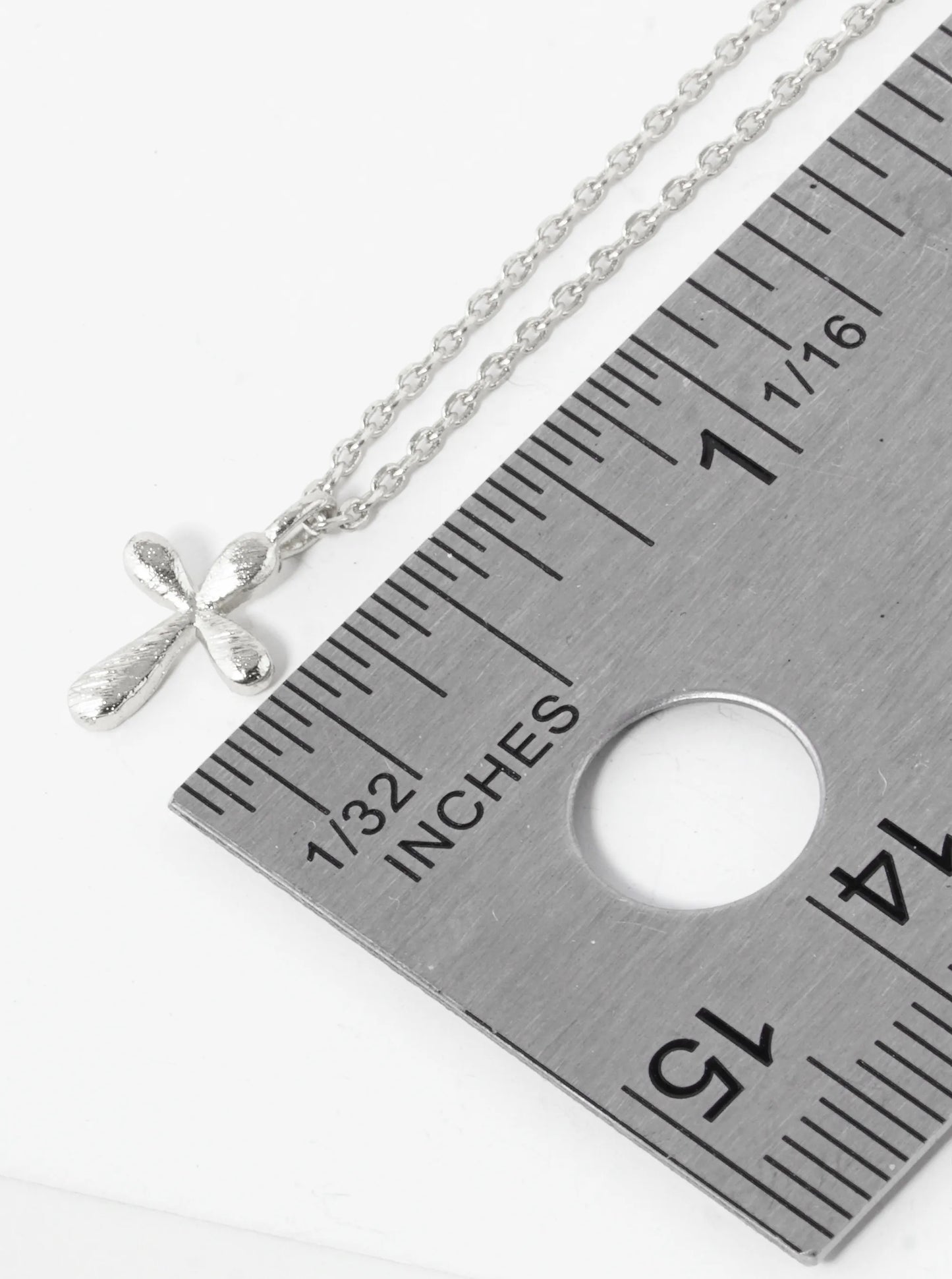 18K Gold Dipped Brushed Tiny Brass Cross Pendant Necklace