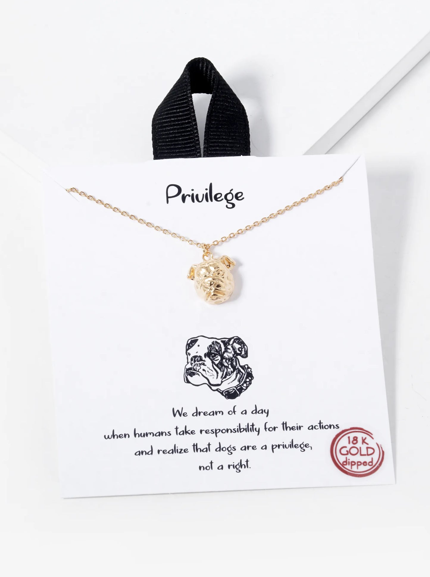 18K Gold Dipped Bulldog Face Pendant Necklace